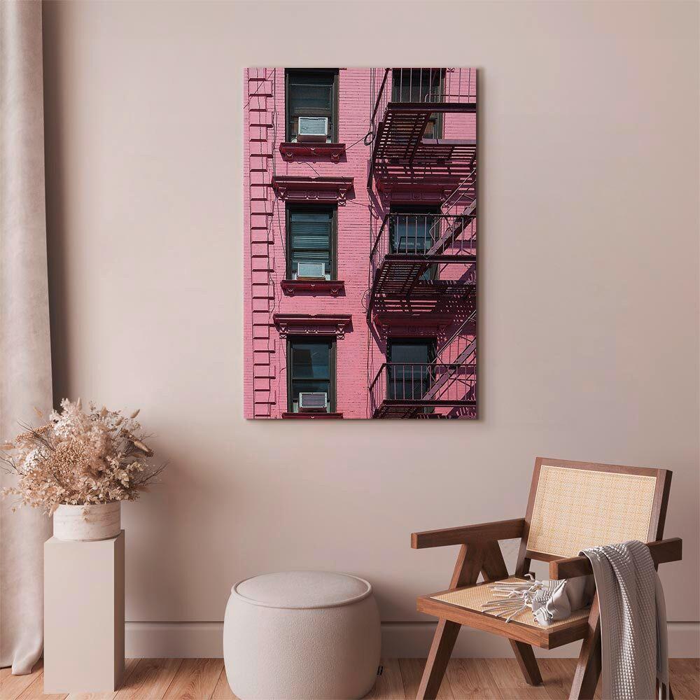 Slika Na Platnu Fire Stairs - pink/siva, Basics, tekstil/leseni material (40/60/1,2cm) - artgeist