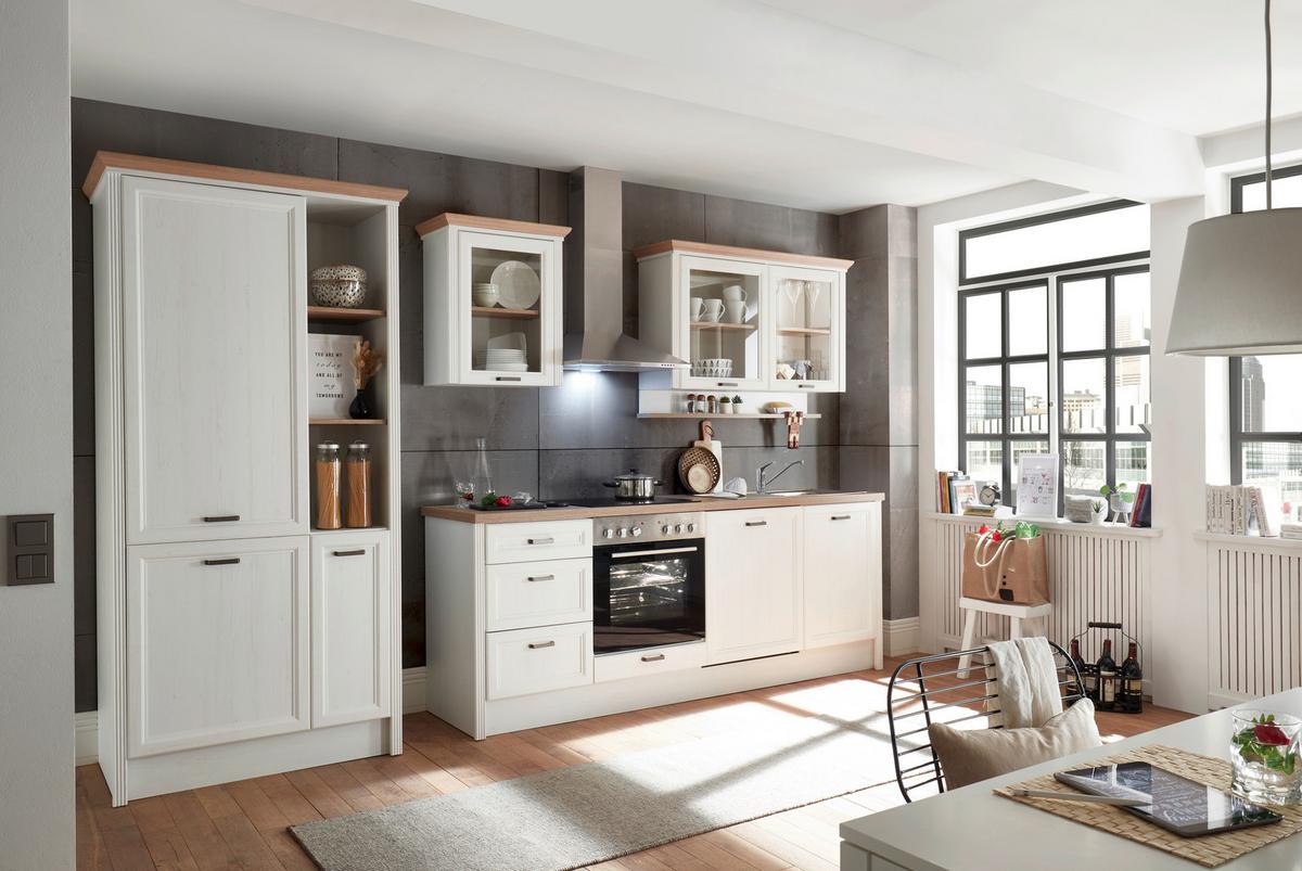 Küchenblock Jasmin mit Geräten ca. 235 cm Pinienfarben/Eiche - Anthrazit/Eiche Artisan, ROMANTIK / LANDHAUS, Holzwerkstoff/Metall (235-104/217/217/60/61cm) - P & B