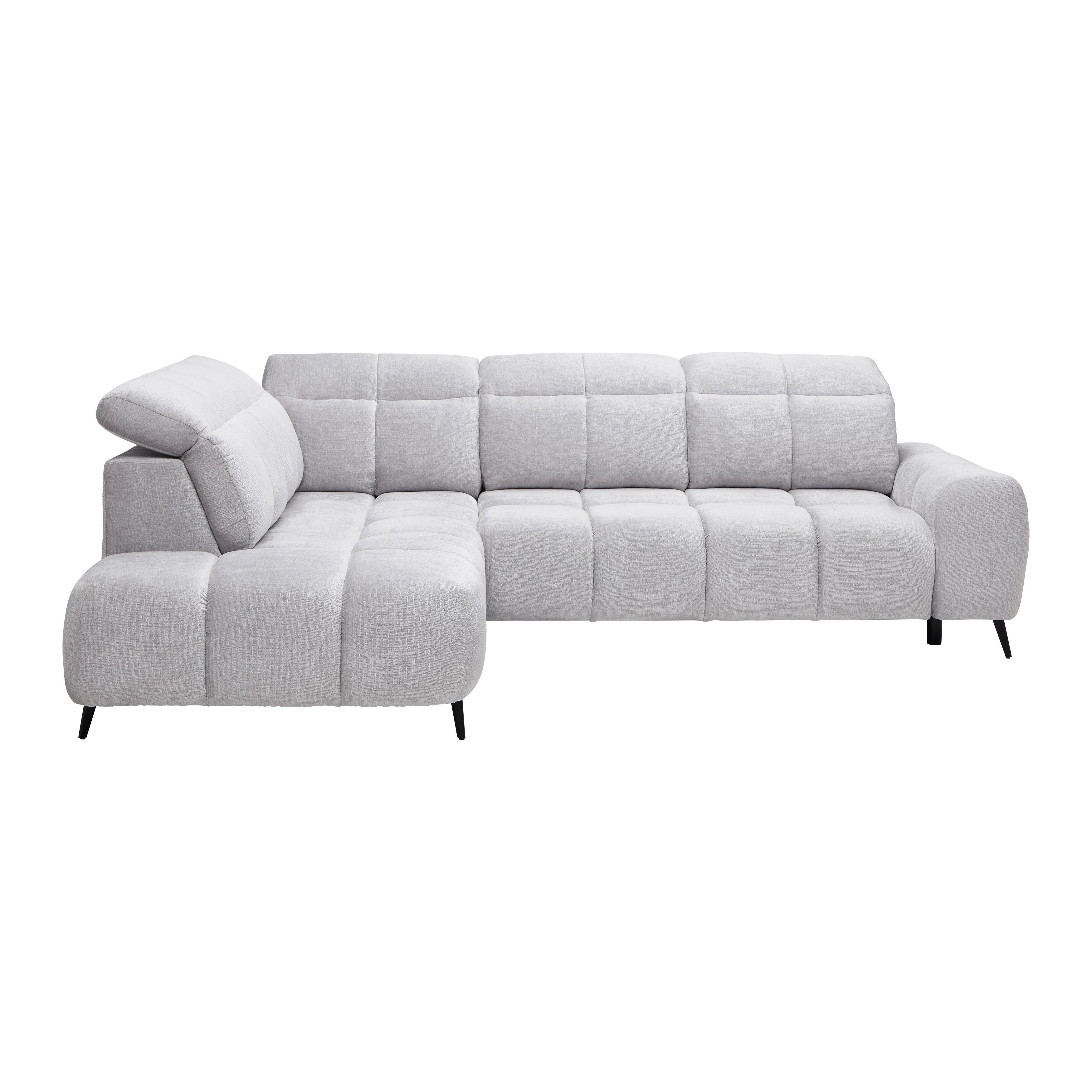 Wohnlandschaft Silvio Links Hellgrau - Hellgrau/Schwarz, MODERN, Textil/Metall (225/275cm) - Mömax