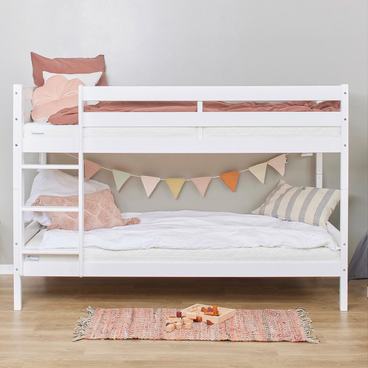 Etagenbett ECO COMFORT Weiß Echtholz vollmassiv - Naturfarben/Weiß, MODERN, Holz (90/200cm) - MID.YOU