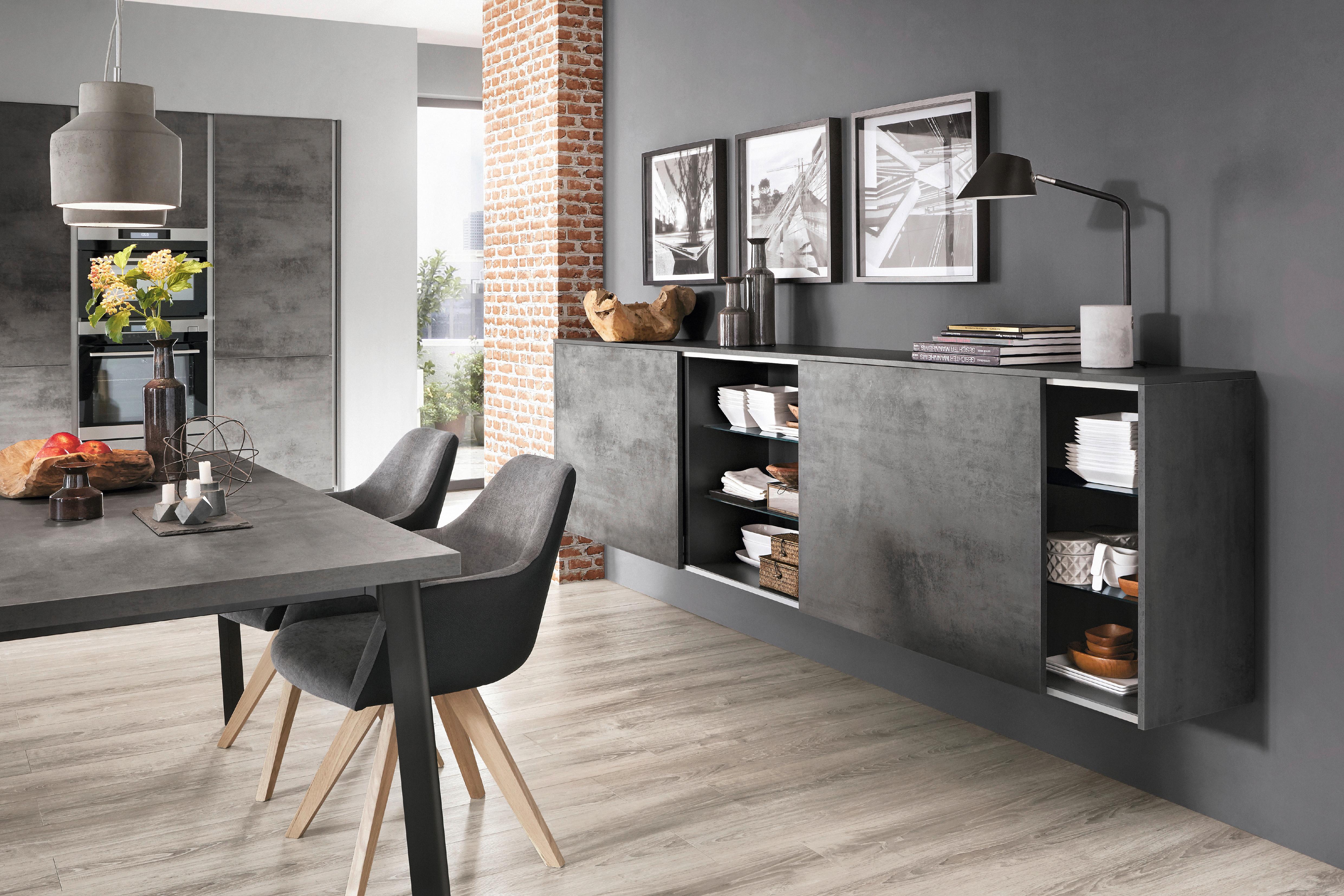 Bucătărie la comandă Riva - gri, Modern, material pe bază de lemn - Nobilia