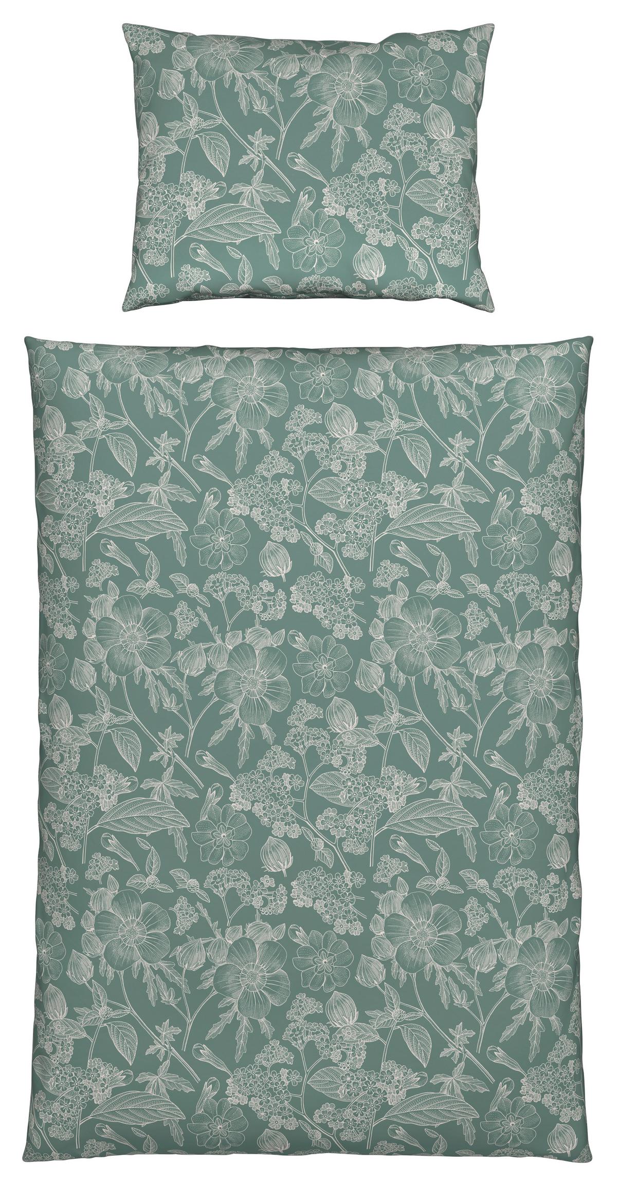 BETTWÄSCHESET LINETTE - Grün, Romantik / Landhaus, Textil (160/210cm) - Modern Living
