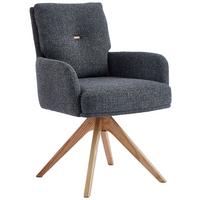 KRZESŁO Z PODŁOKIETNIKAMI MOLLY -EXKLUSIV- - kolor dębowy/antracytowy, Design, drewno/tkanina (60,5/88/67cm) - Novel