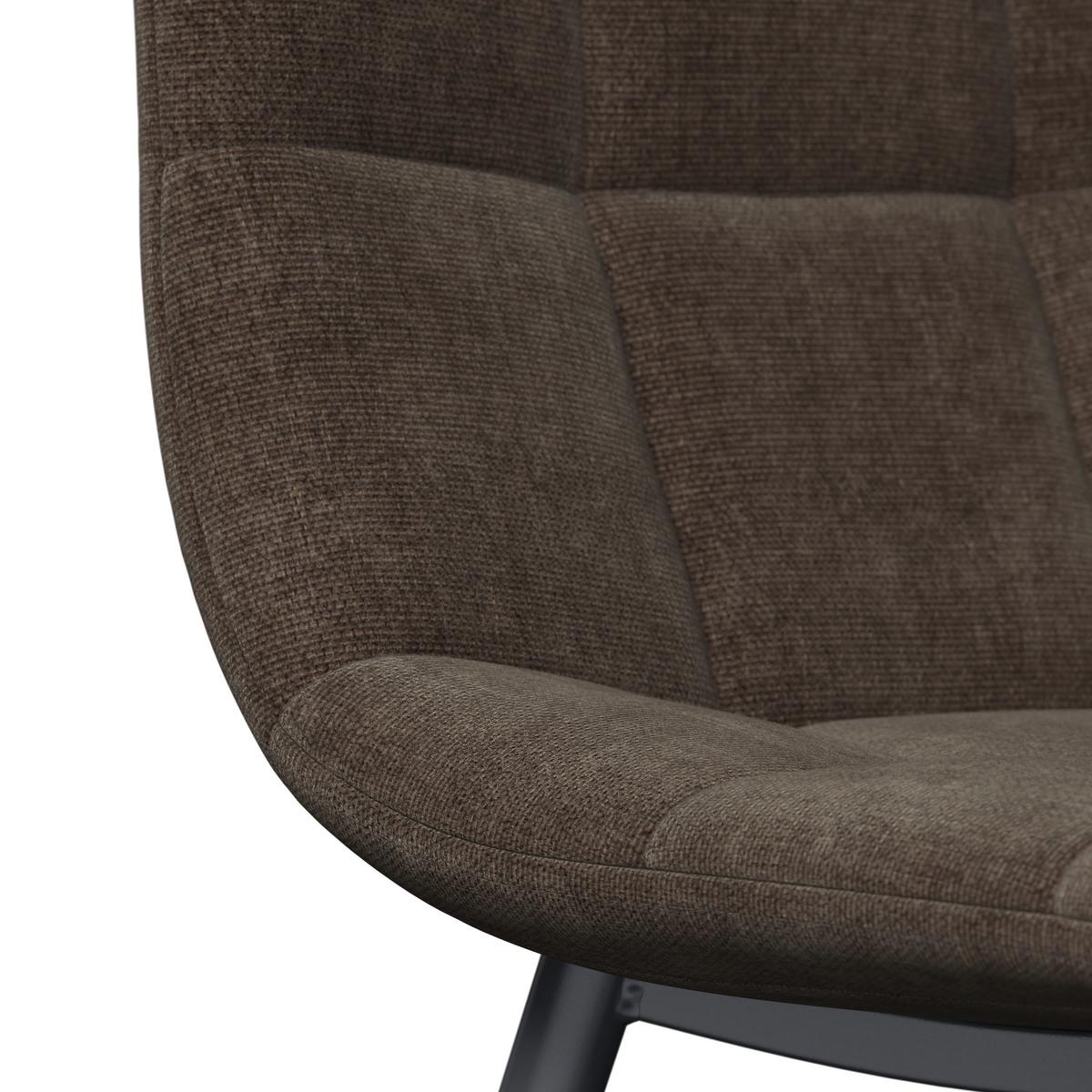 Stuhl Ria Braun Mikrofaser Gepolstert - Schwarz/Braun, MODERN, Textil/Metall (44/87/54cm) - Bessagi Home