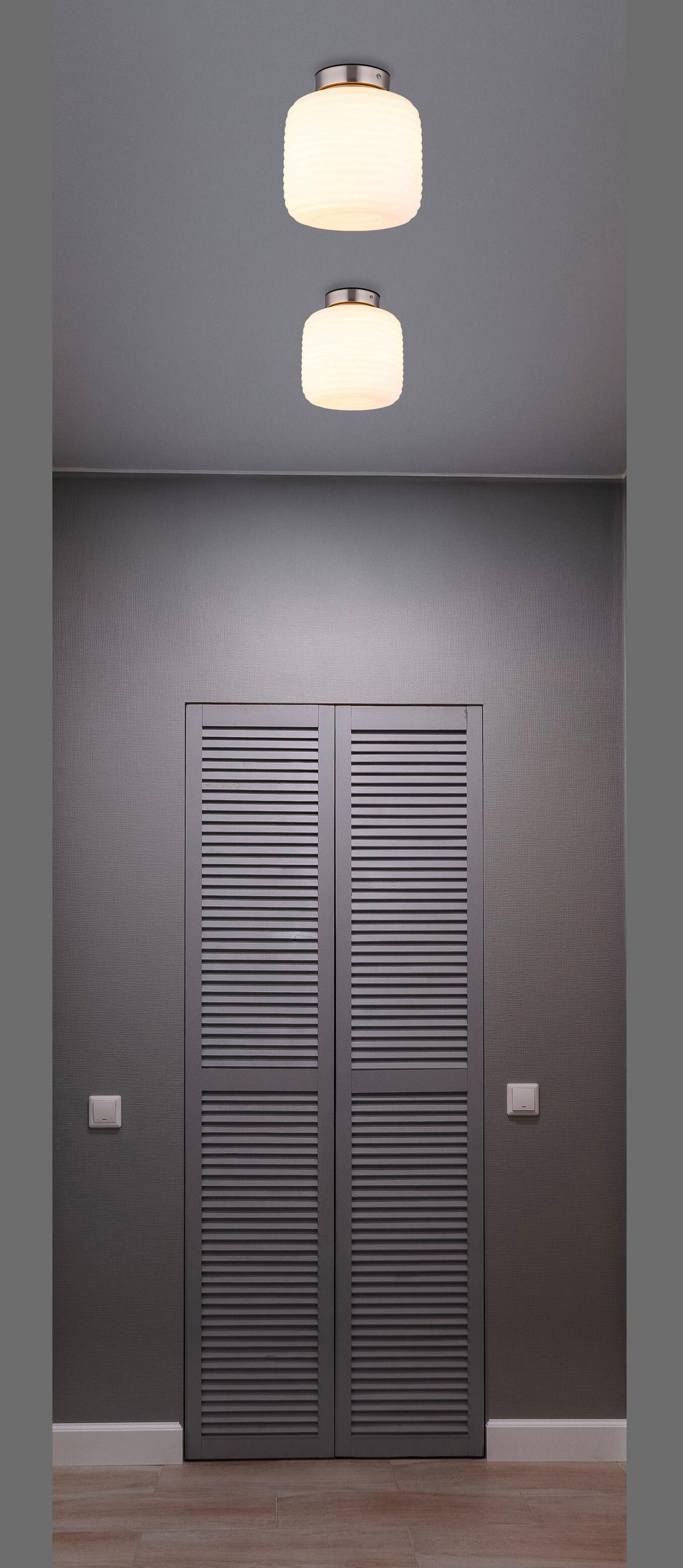 DECKENLEUCHTE 15772D KLADORA - Weiss/Nickelfarben, Konventionell, Glas/Metall (20/21cm) - Globo