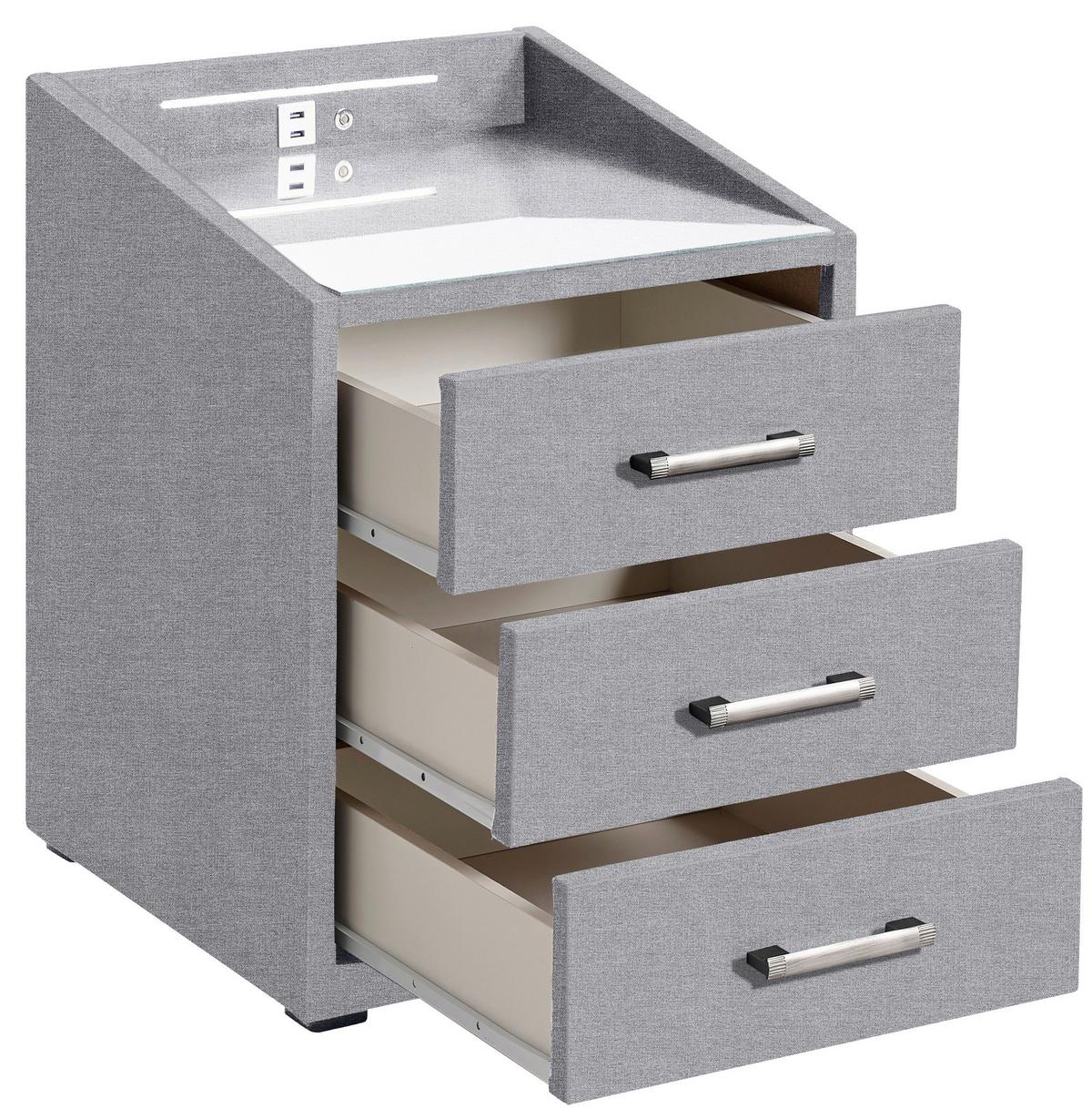 Nachtkästchen Moon ca. 47x61x46 cm Grau - Silberfarben/Grau, Basics, Holzwerkstoff/Kunststoff (47/61/46cm) - MID.YOU