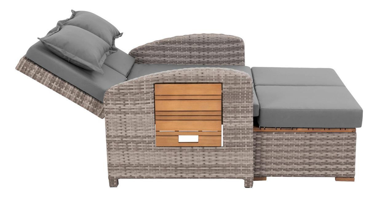 Loungegarnitur 2-teilig Bahia Tobago Holz/Metall mit Kissen - Grau, Basics, Holz/Textil (117/93/74cm) - Gardenson
