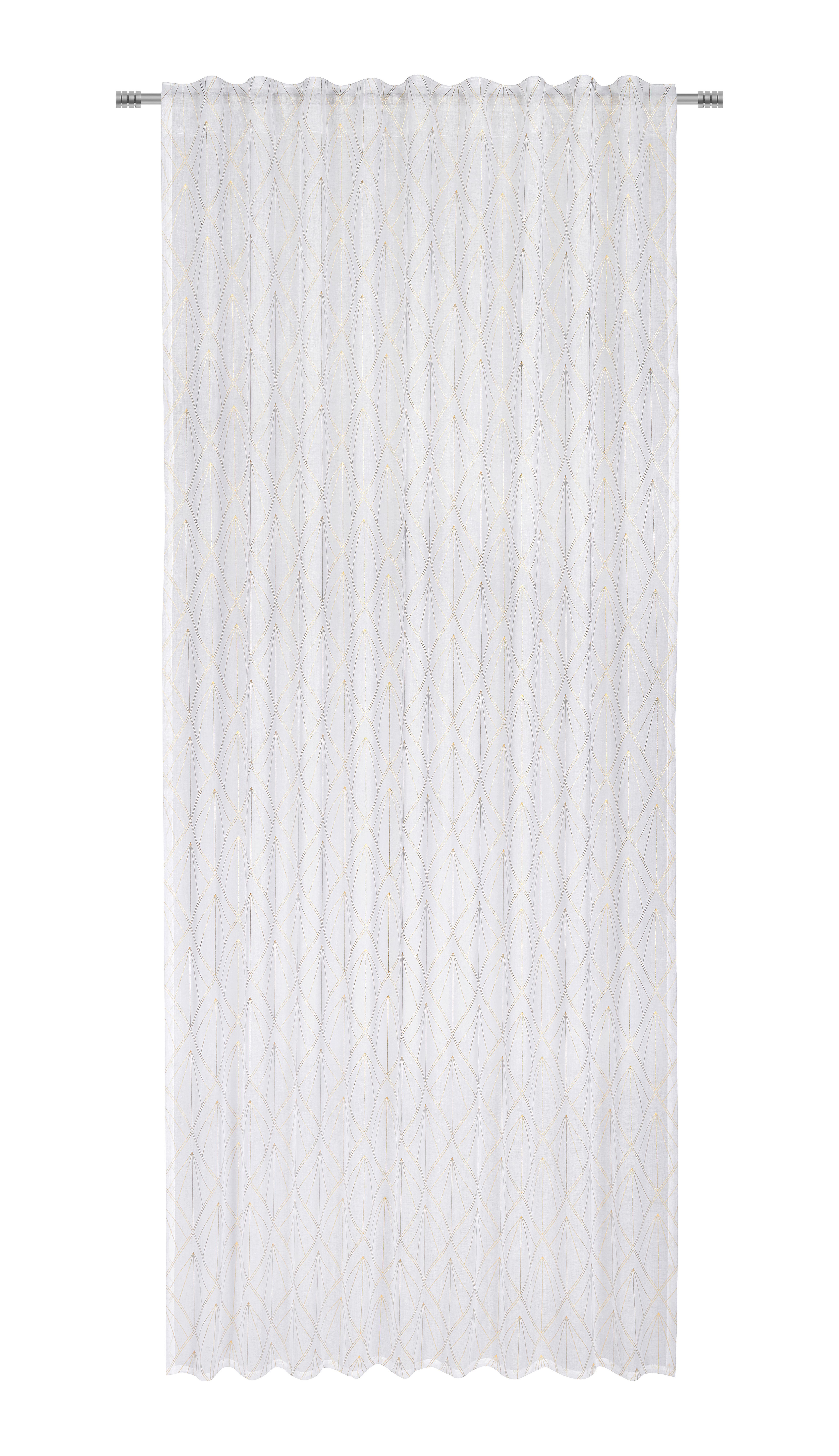 KONČANA ZAVESA ESTHER - zlate barve/bela, Romantika, tekstil (135/245cm) - Modern Living