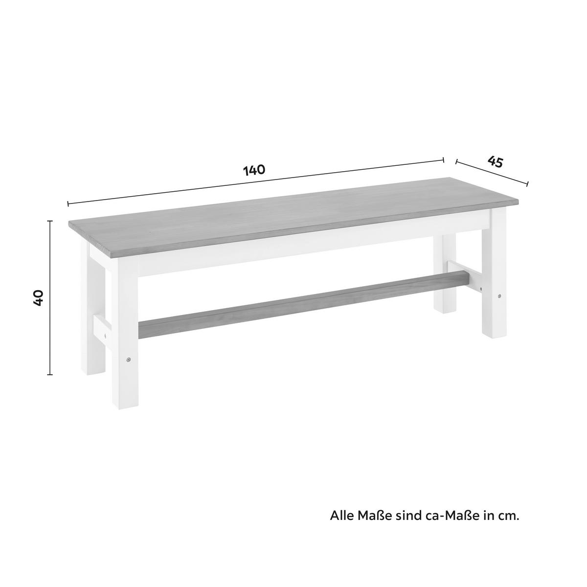 ŁAWKA ALESSANDRA - biały/kolor sosnowy, Modern, drewno (140/40/45cm) - Bessagi Home