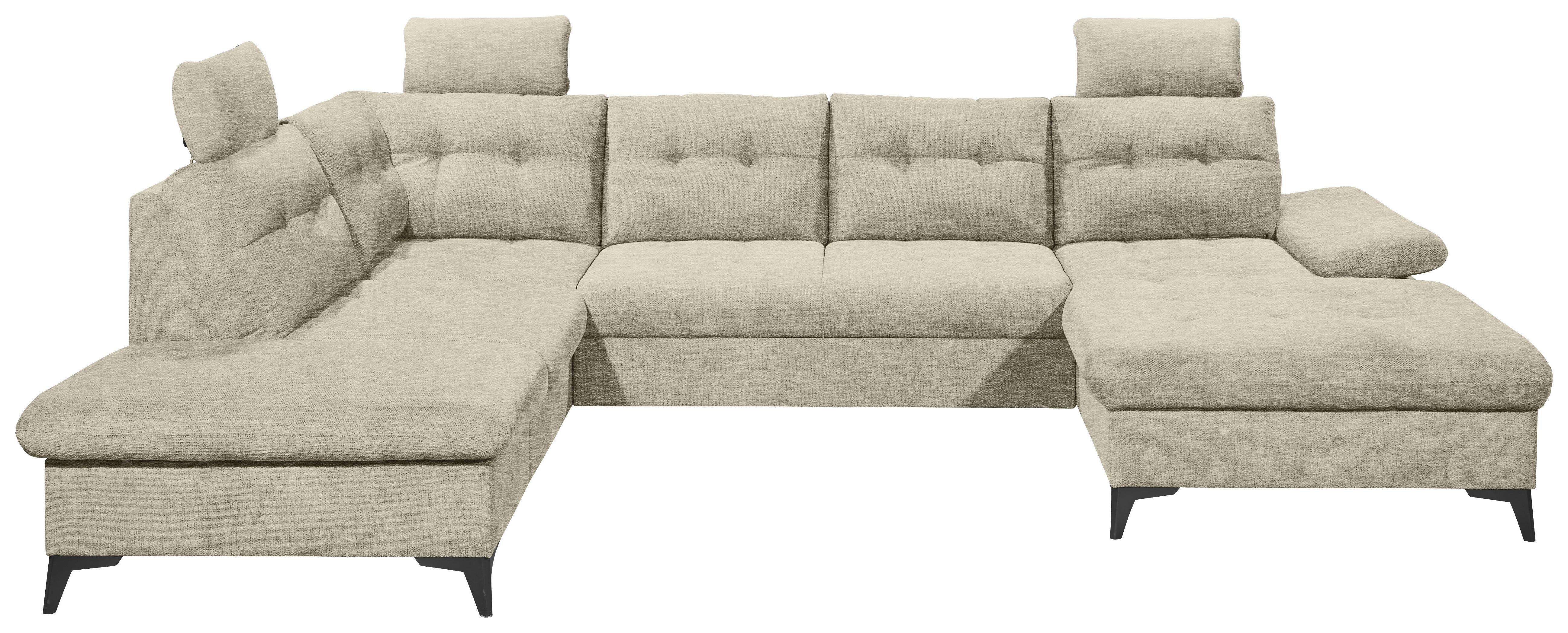 Wohnlandschaft Durban U ca. 218x324x170 cm Beige - Beige/Schwarz, KONVENTIONELL, Kunststoff/Textil (218/324/170cm) - MID.YOU