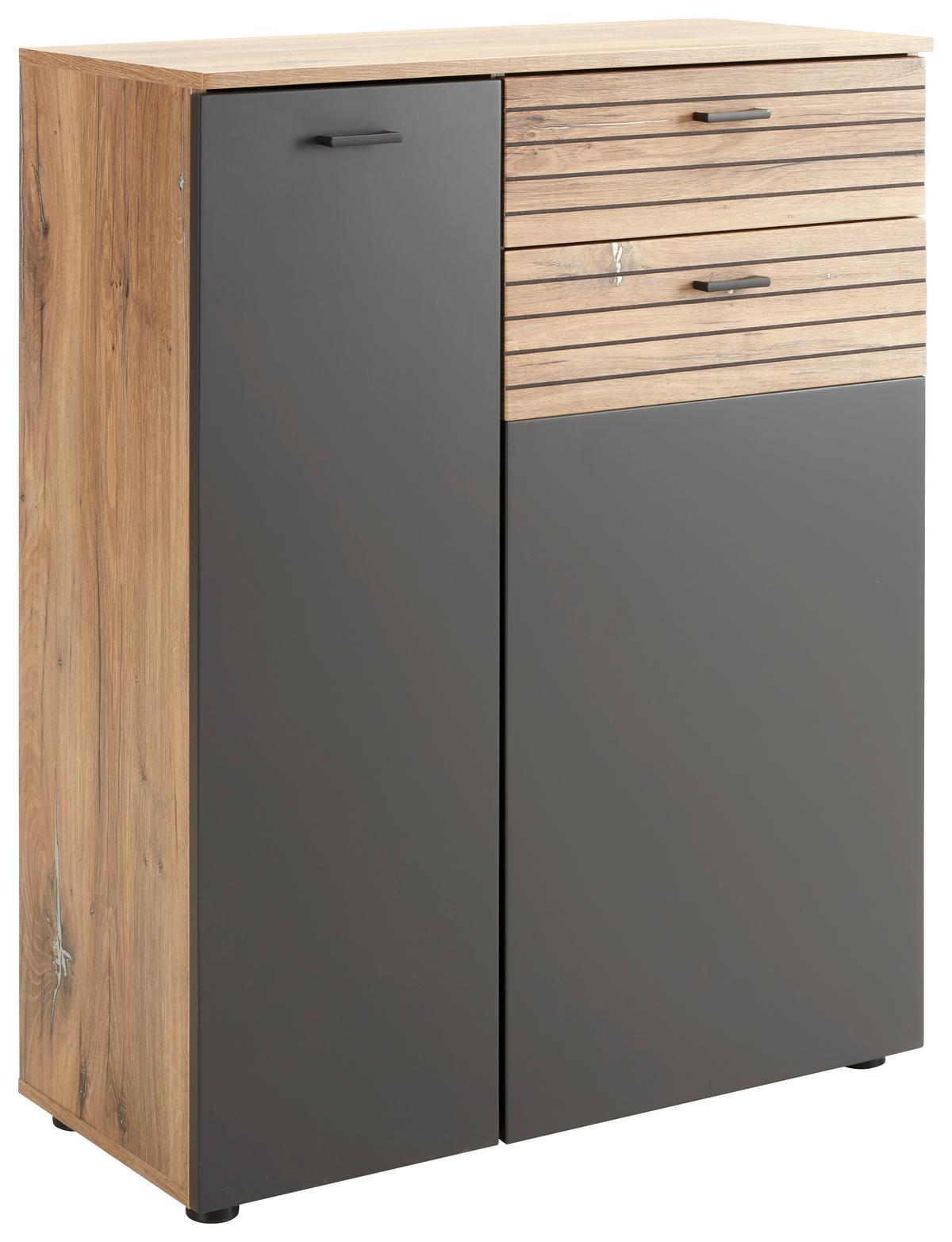 Schuhschrank in Eichefarben/Graphitfarben - Eichefarben/Graphitfarben, Modern (82/103/38cm) - Premium Living