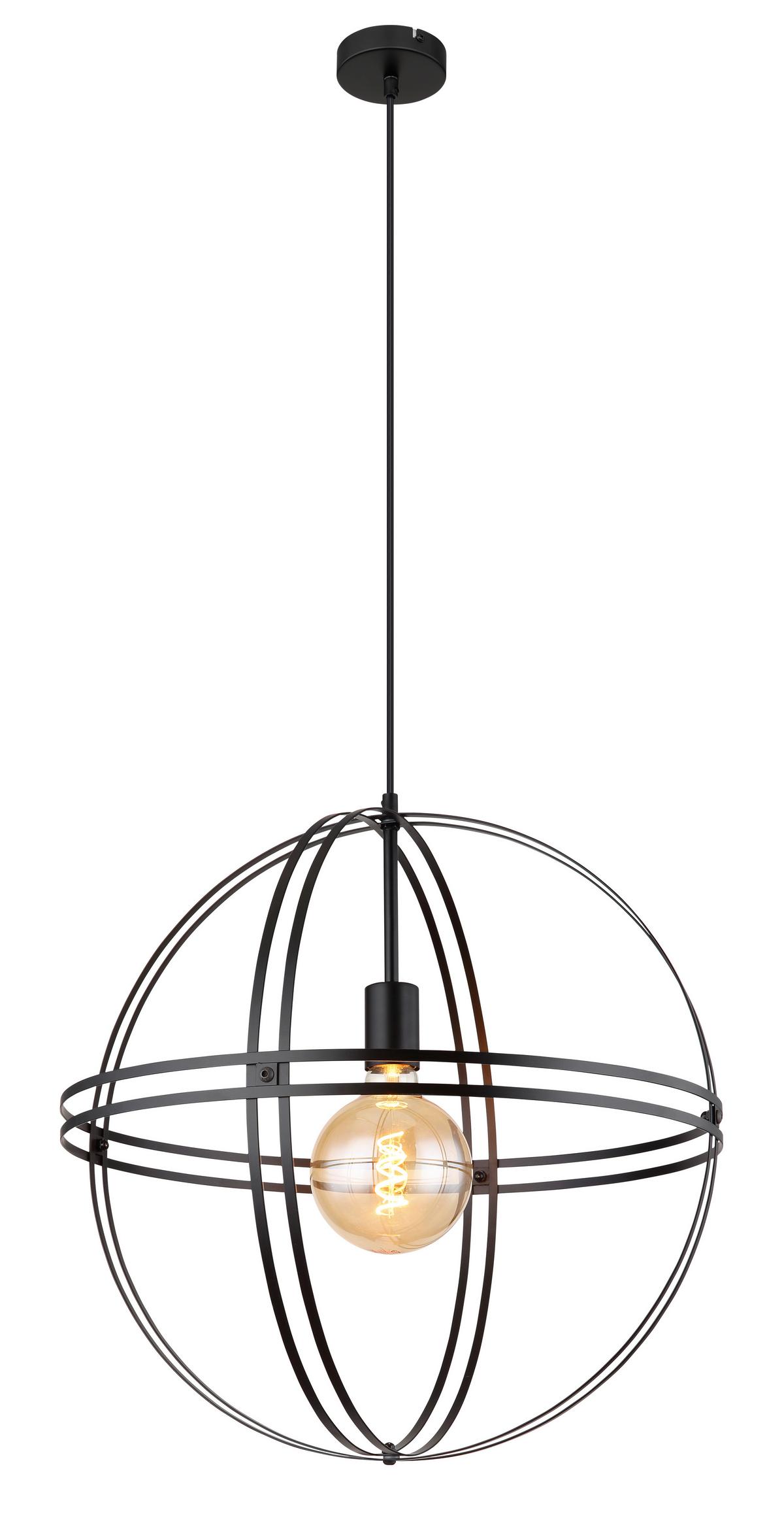 Hängeleuchte Tamara max. 60 Watt - Schwarz, Design, Metall (50/120cm) - Globo