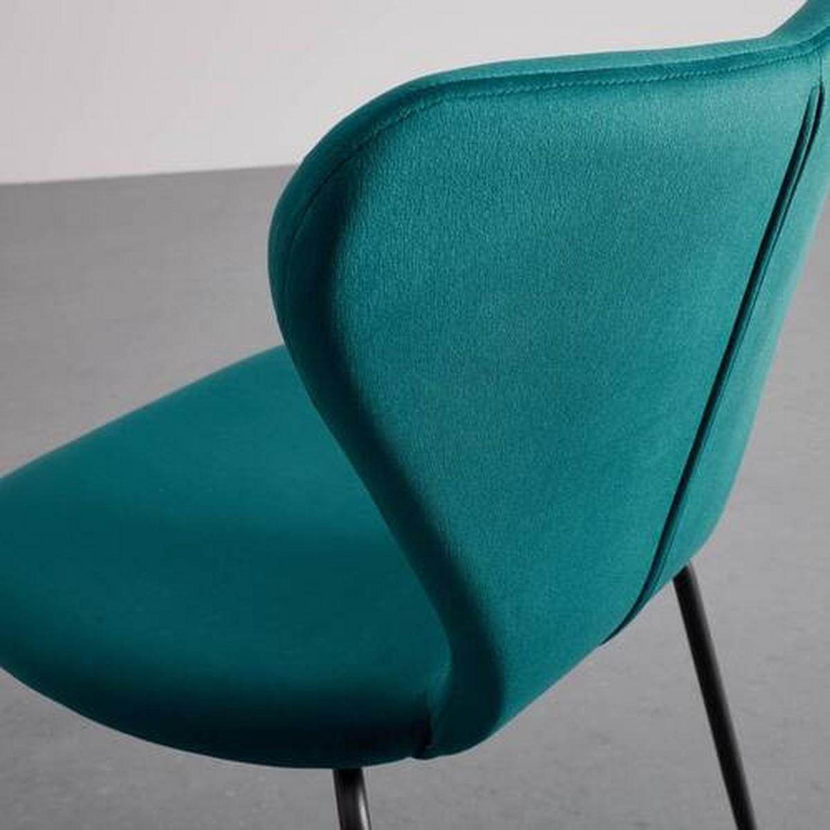 Stuhl Alicia Petrol Samt Gepolstert - Petrol/Schwarz, MODERN, Holz/Textil (53/82,5/53cm) - Bessagi Home