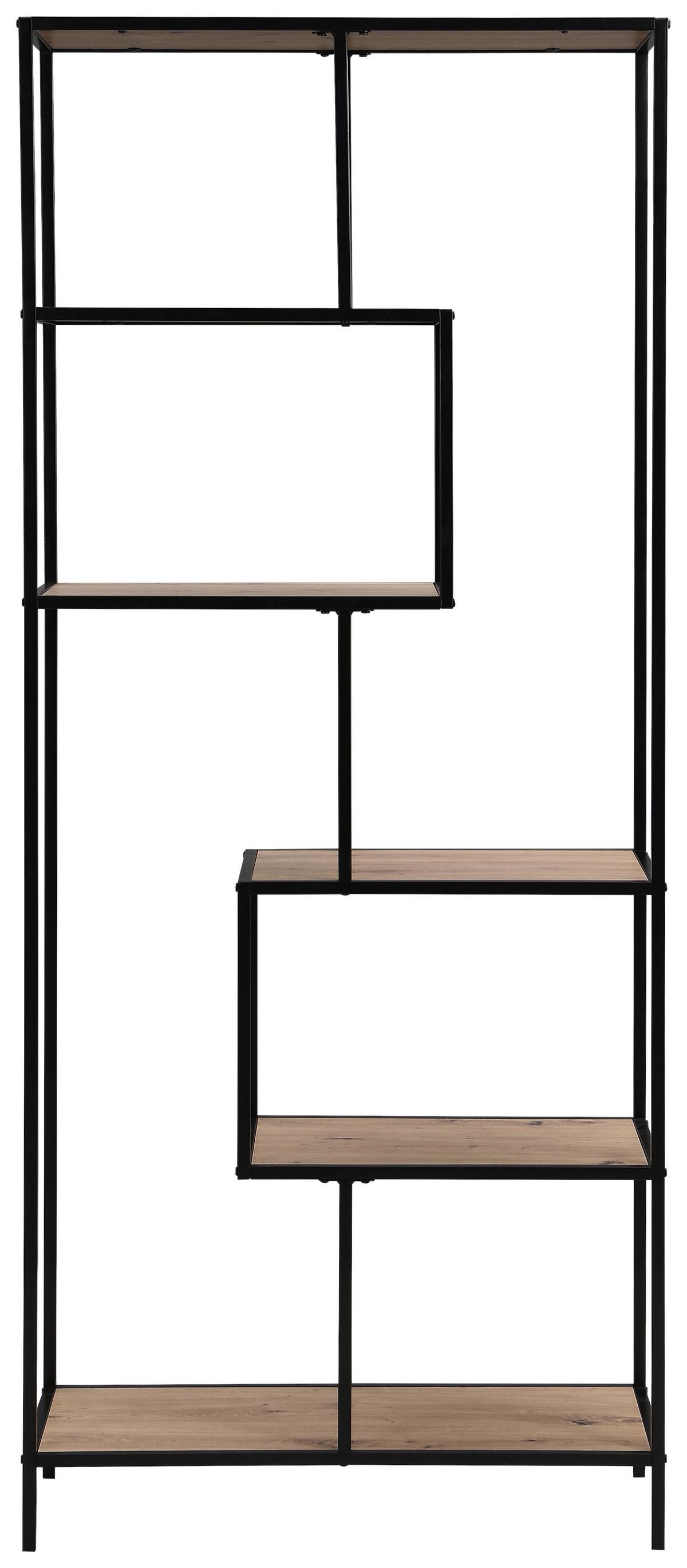 Polica Lilli - boje hrasta/crna, Moderno, drvni materijal/metal (77/185/33cm) - Modern Living