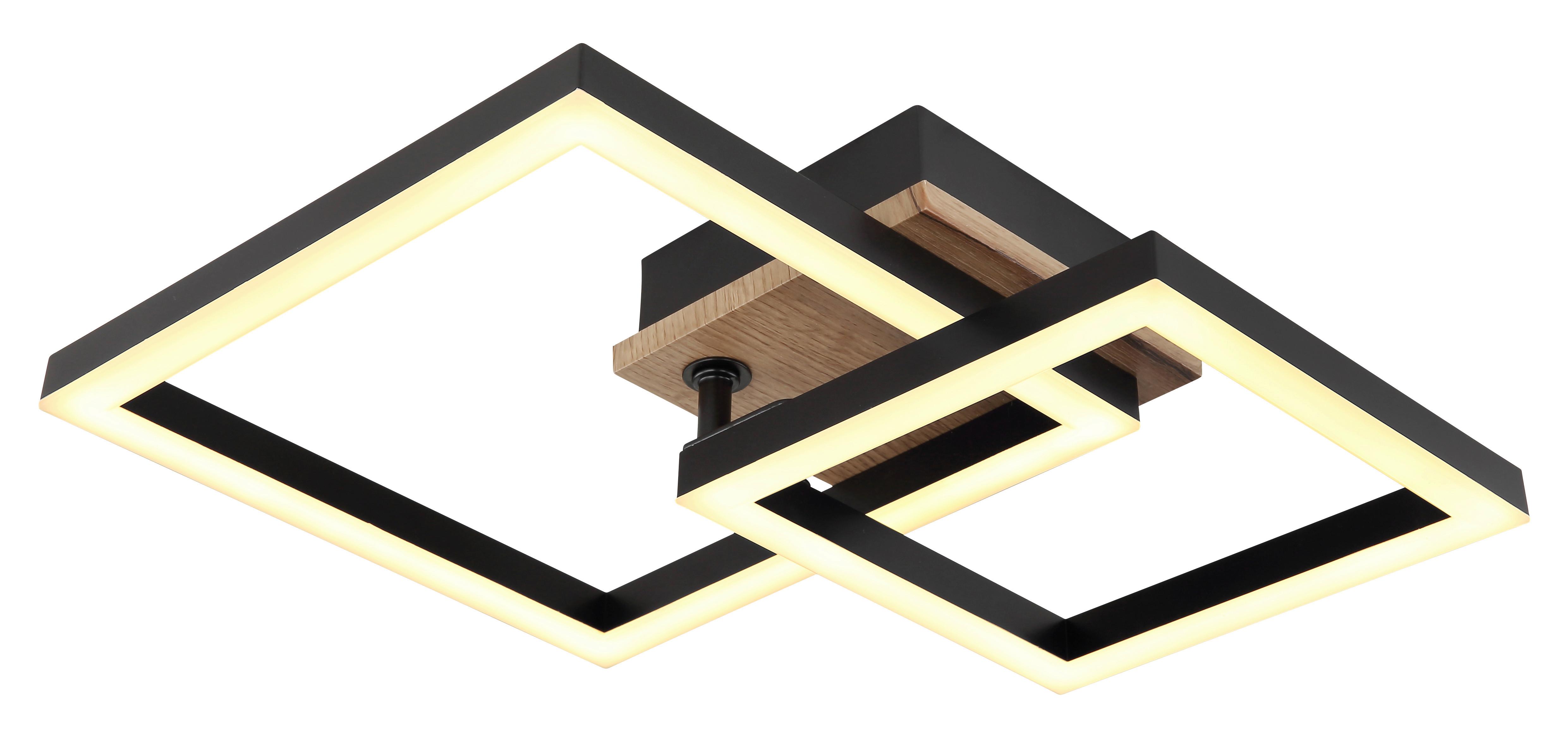 Stropna Led-svetilka Bard, S Sijalko - črna/temno rjava, Basics, kovina/umetna masa (42/31/8cm) - Globo