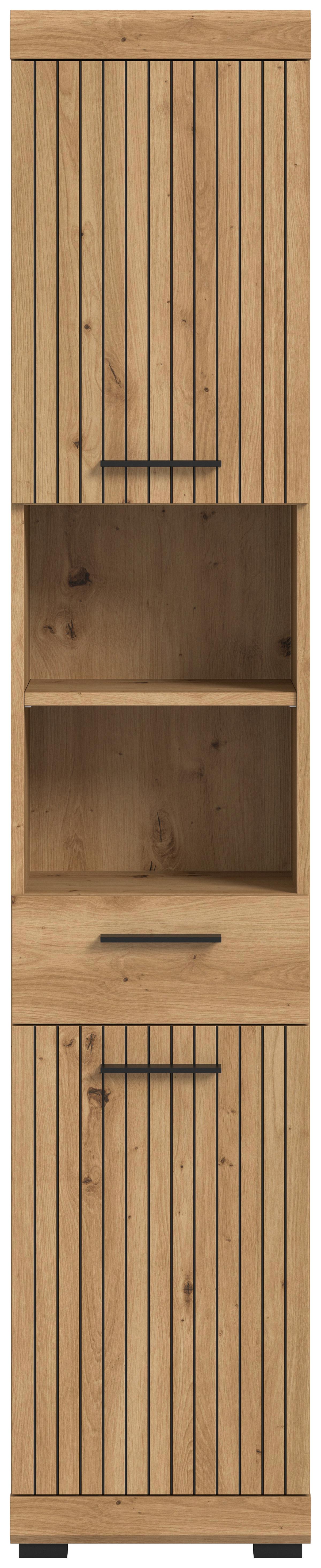 Hochschrank Scout Eiche Artisan - Schwarz/Eiche Artisan, Trend, Holzwerkstoff/Kunststoff (37/191/31cm) - MID.YOU