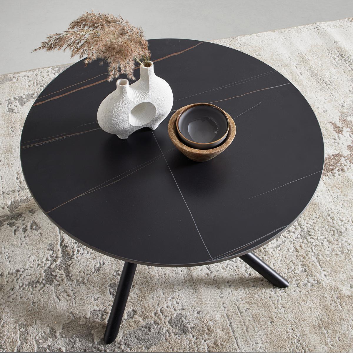 Couchtisch Marbella Schwarz - Schwarz, MODERN, Keramik/Metall (70/70/44cm) - Mömax