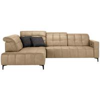 Ecksofa Panama links Beige - Beige/Schwarz, KONVENTIONELL, Textil/Metall (216/89-102/304cm) - Premium Living