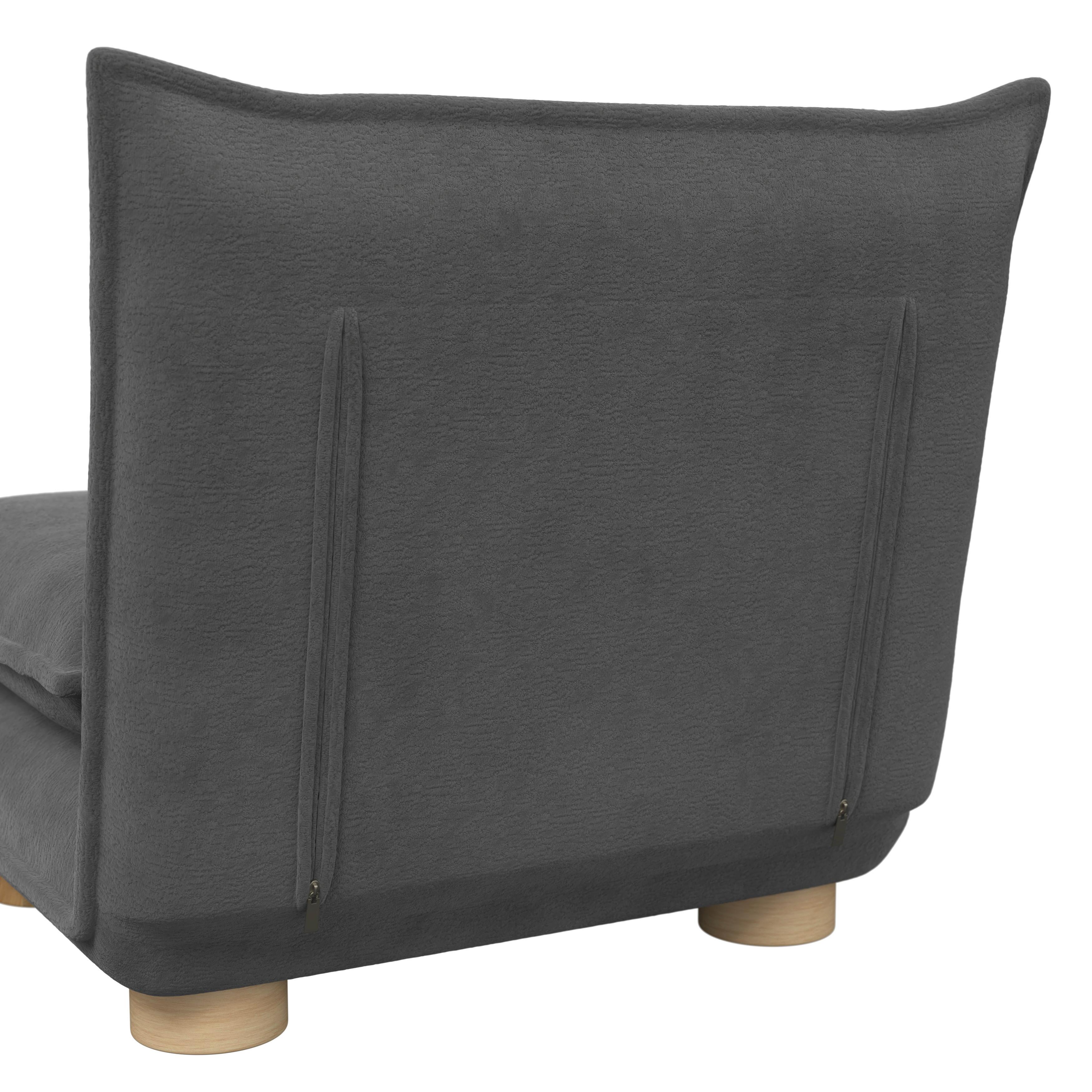 BÄDDFÅTÖLJ BELLA - mörkgrå/naturfärgad, Modern, metall/trä (85/76/84cm) - Bessagi Home