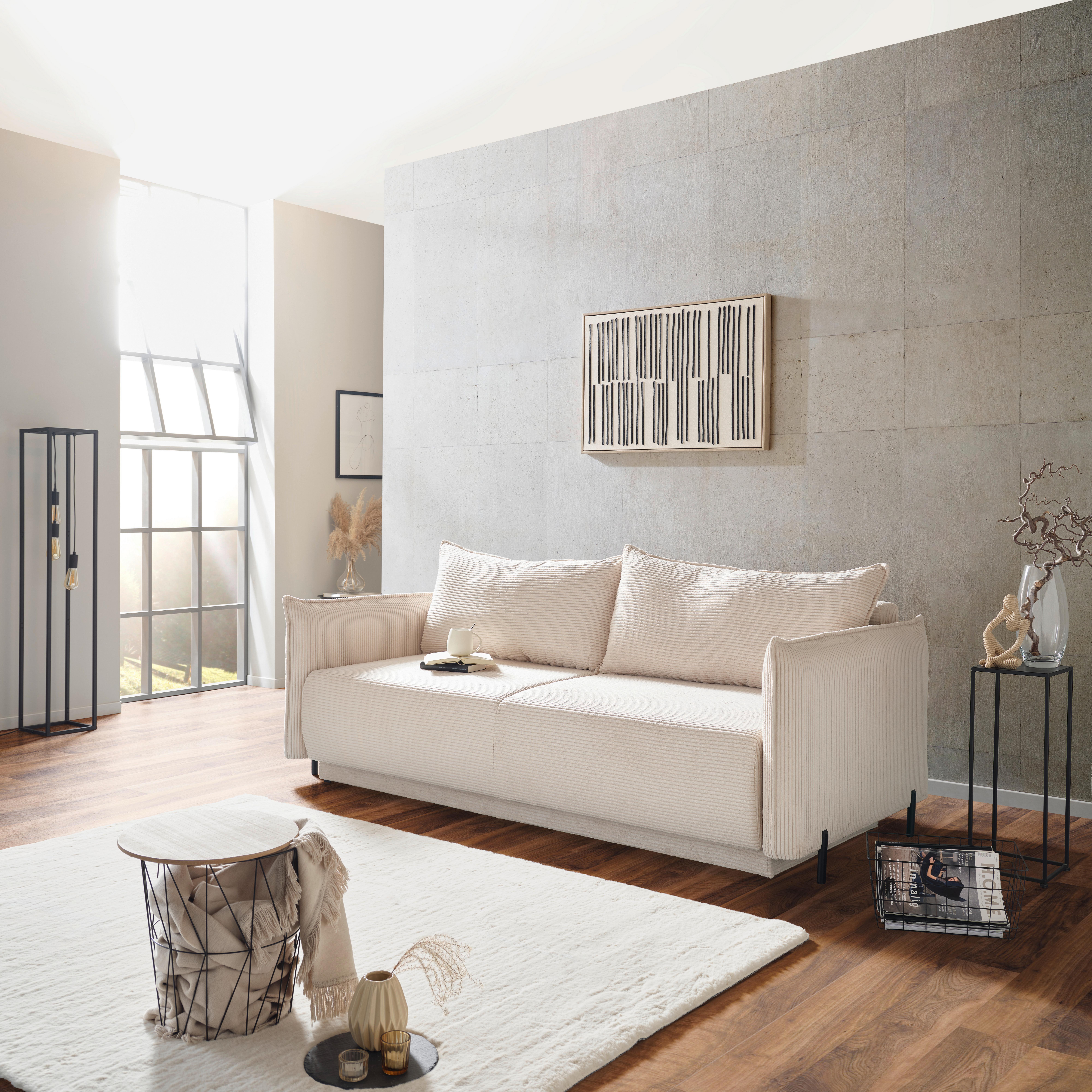 Canapea extensibilă GIULIA - crem, Modern, textil (217/75-95/112cm) - Luca Bessoni