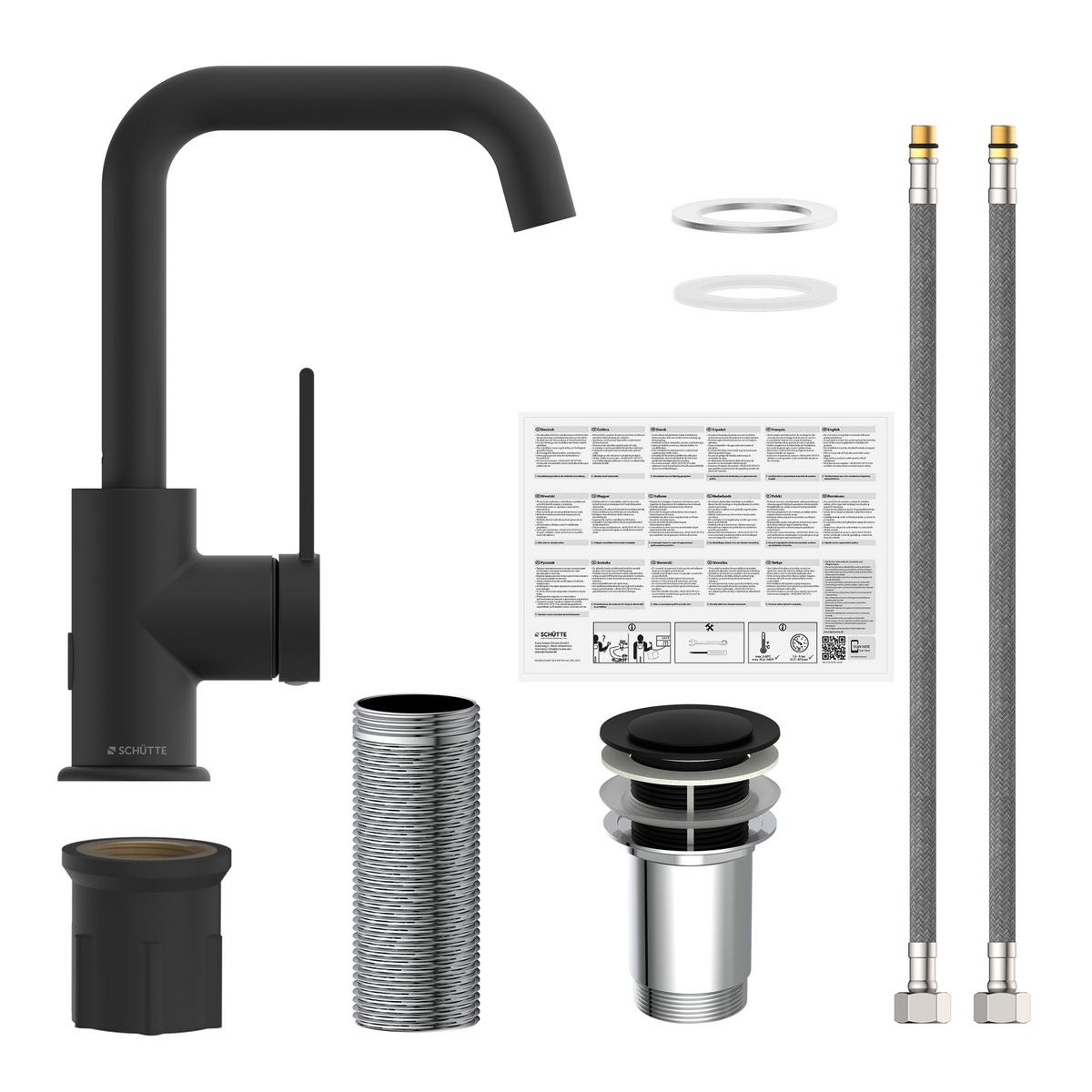 Waschtischarmatur Los Angeles Schwarz ca. 5x24,5x17,5cm - Schwarz, MODERN, Metall (5/24,5/17,5cm) - Mömax