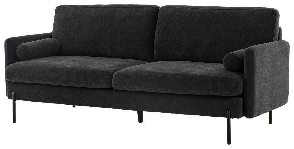 2-SITZER-SOFA ANTIBES - Schwarz, Design, Textil/Metall (209.5/86/87cm) - Livetastic
