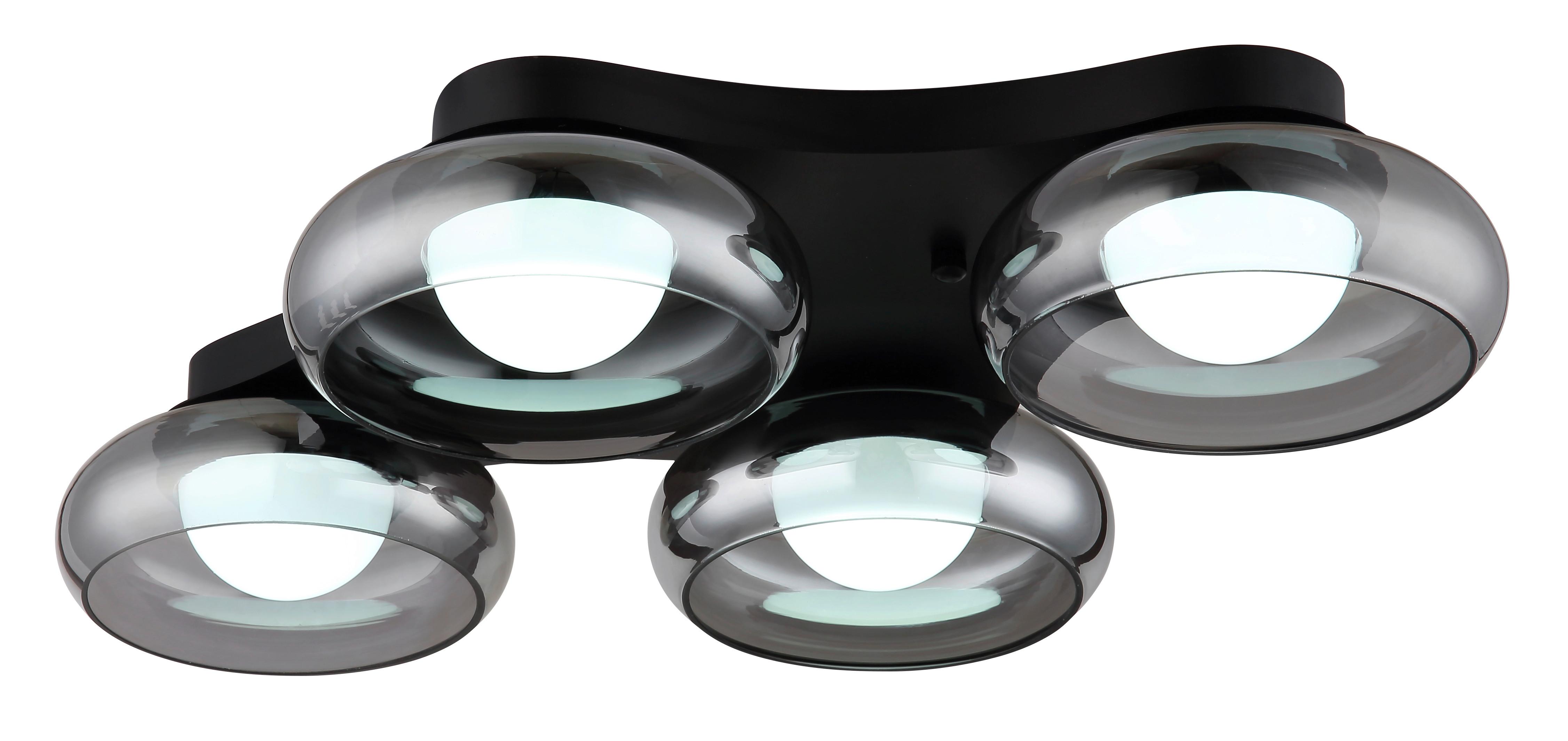 Led Stropna Svjetiljka Carlene - bijela/crna, Design, staklo/metal (65/46/10cm) - Globo