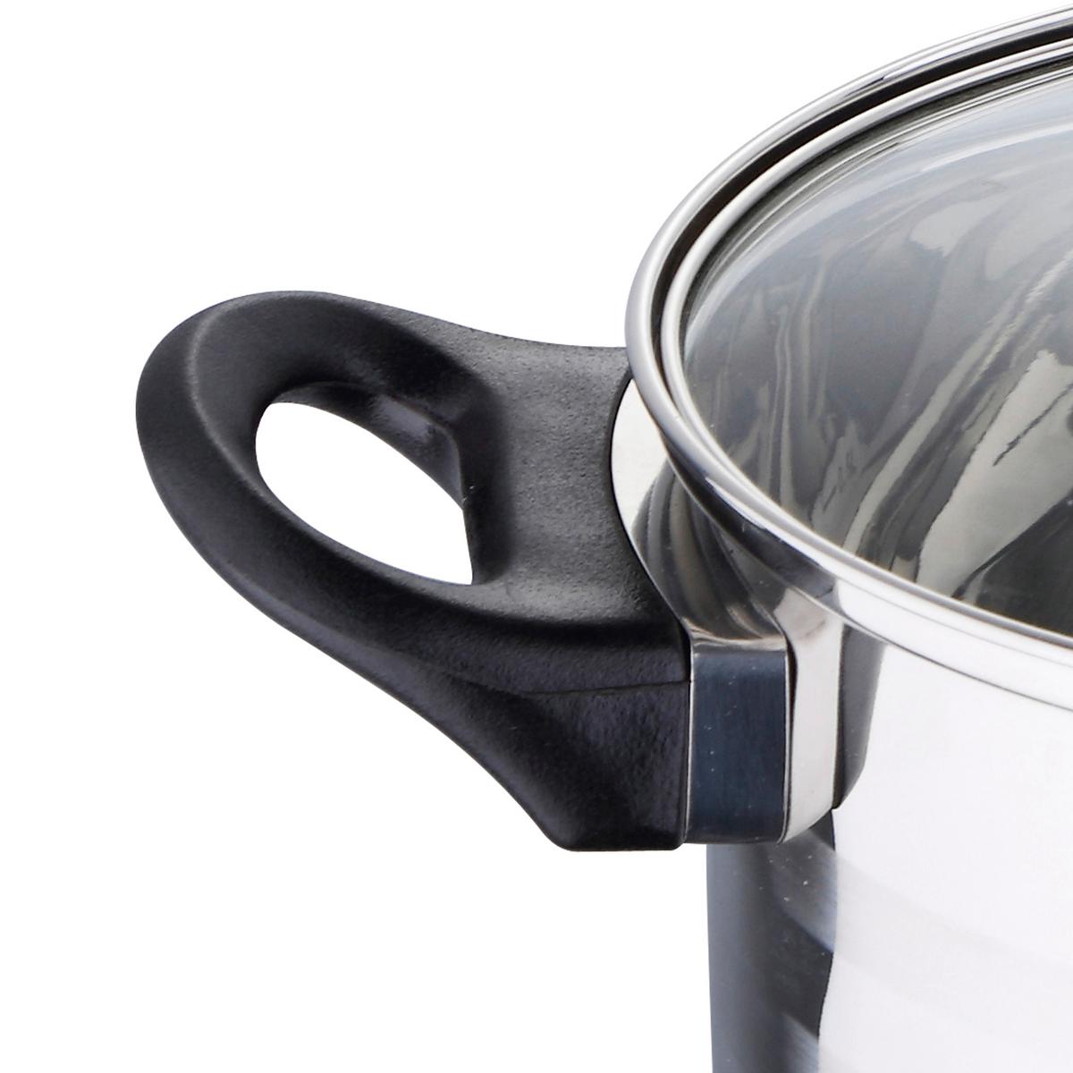 Kochtopfset Berta Edelstahlfarben, 5-teilig - Klar/Edelstahlfarben, KONVENTIONELL, Glas/Metall - Based