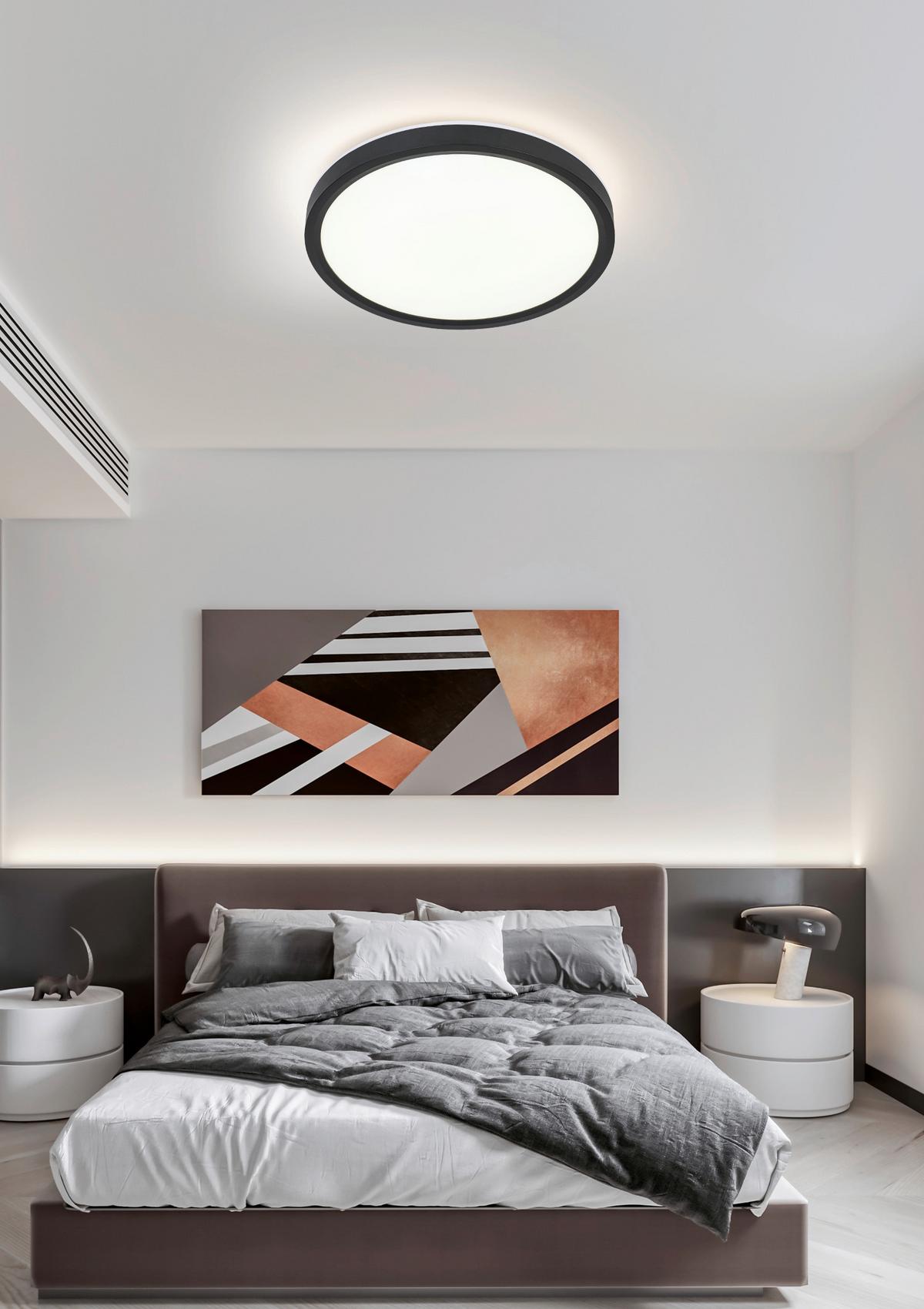 LED-Deckenleuchte Tir Scwharz/Weiß max. 18 Watt - Schwarz/Weiß, MODERN, Kunststoff (30/2,5cm) - Mömax