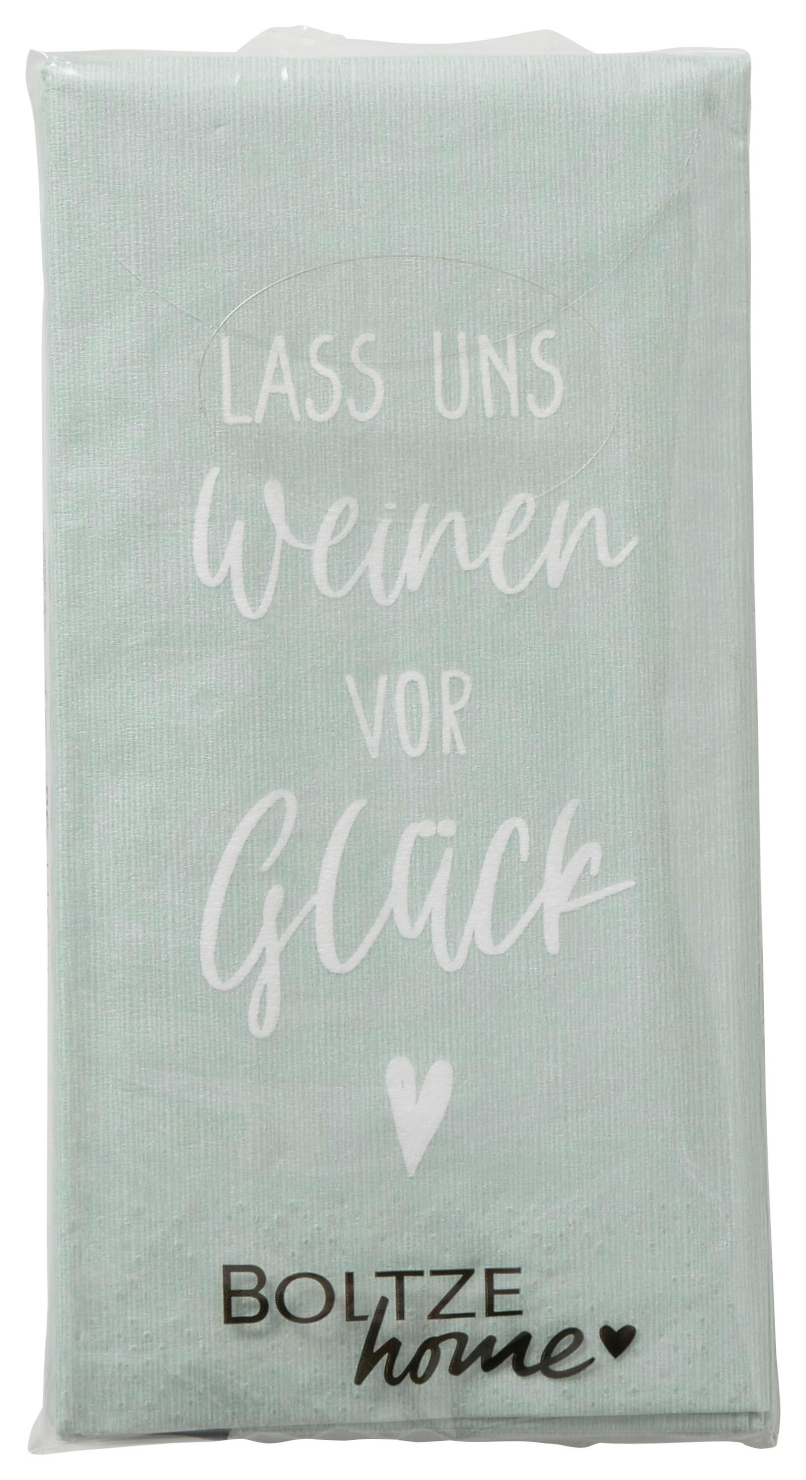 Taschentuch Glück II Türkis/Weiß - Türkis/Weiß, KONVENTIONELL, Papier (5,3/2,5/10,5cm) - Mömax