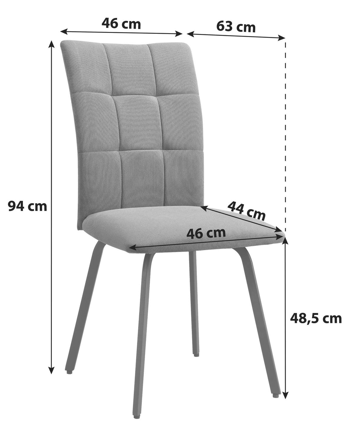 Scaun OSTIA - albastru închis/negru, Konventionell, metal/textil (46/94/63cm)