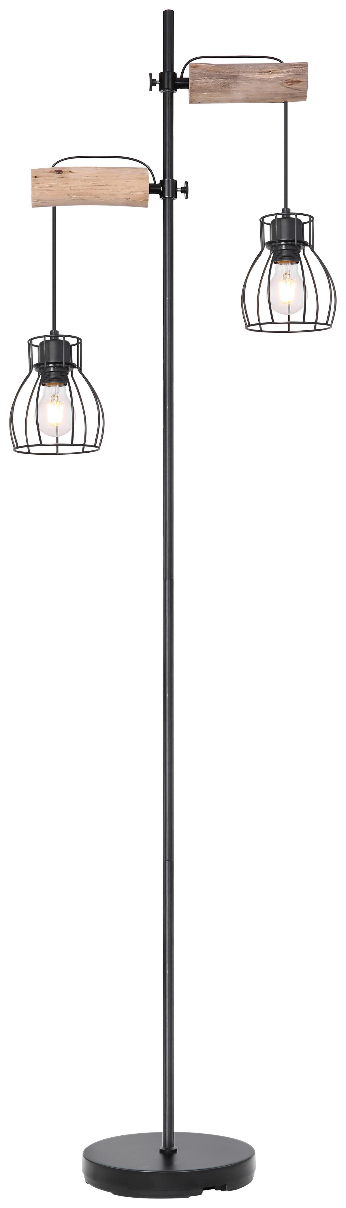 STEHLEUCHTE MINA - Schwarz/Naturfarben, Basics, Holz/Metall (47/25/168cm) - Globo