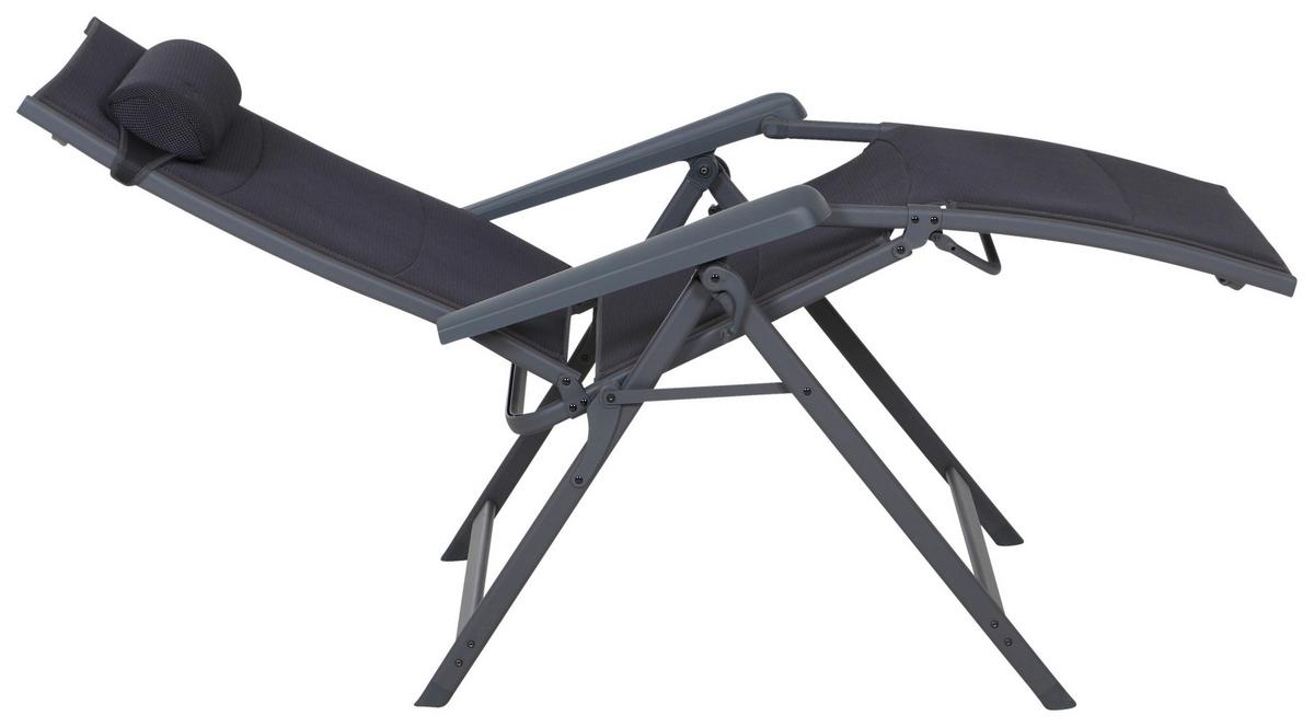 GARTEN-RELAXLIEGE Premium B: 75cm - Anthrazit, KONVENTIONELL, Textil/Metall (75/123/91cm) - Siena Garden