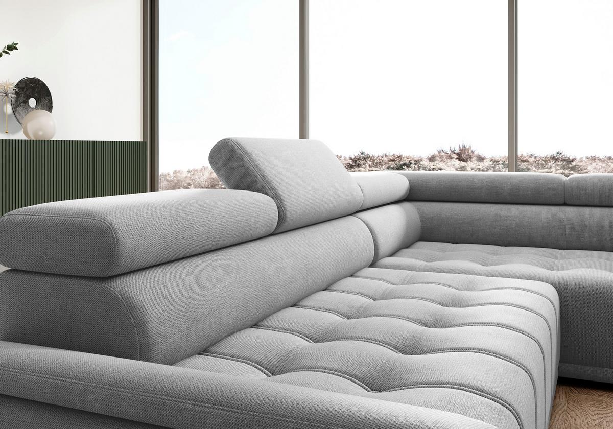 Ecksofa Gremio Rechts Blaugrau - Blaugrau/Schwarz, Modern, Kunststoff/Textil (283/106cm) - Premium Living