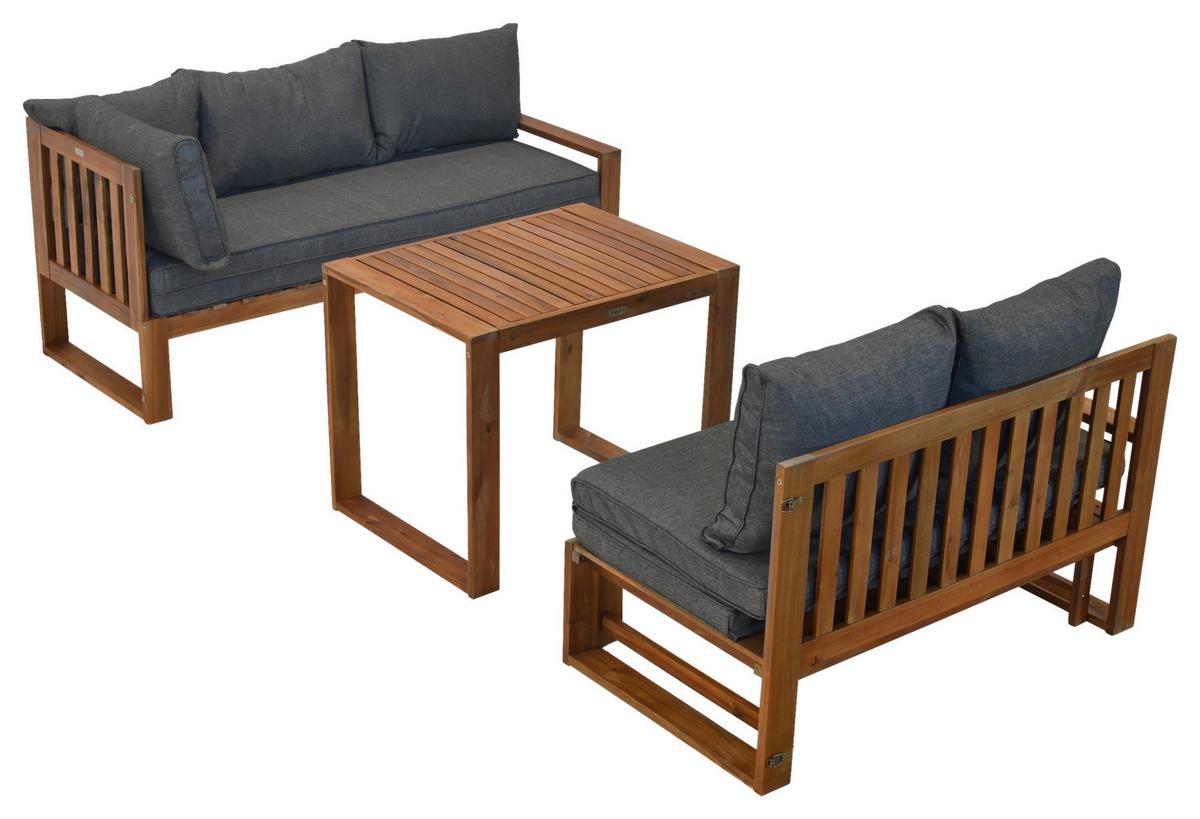 Lounge Garnitura Merida, Masivno - siva/naravne barve, Moderno, les (182/166/62,5cm) - Gardenson