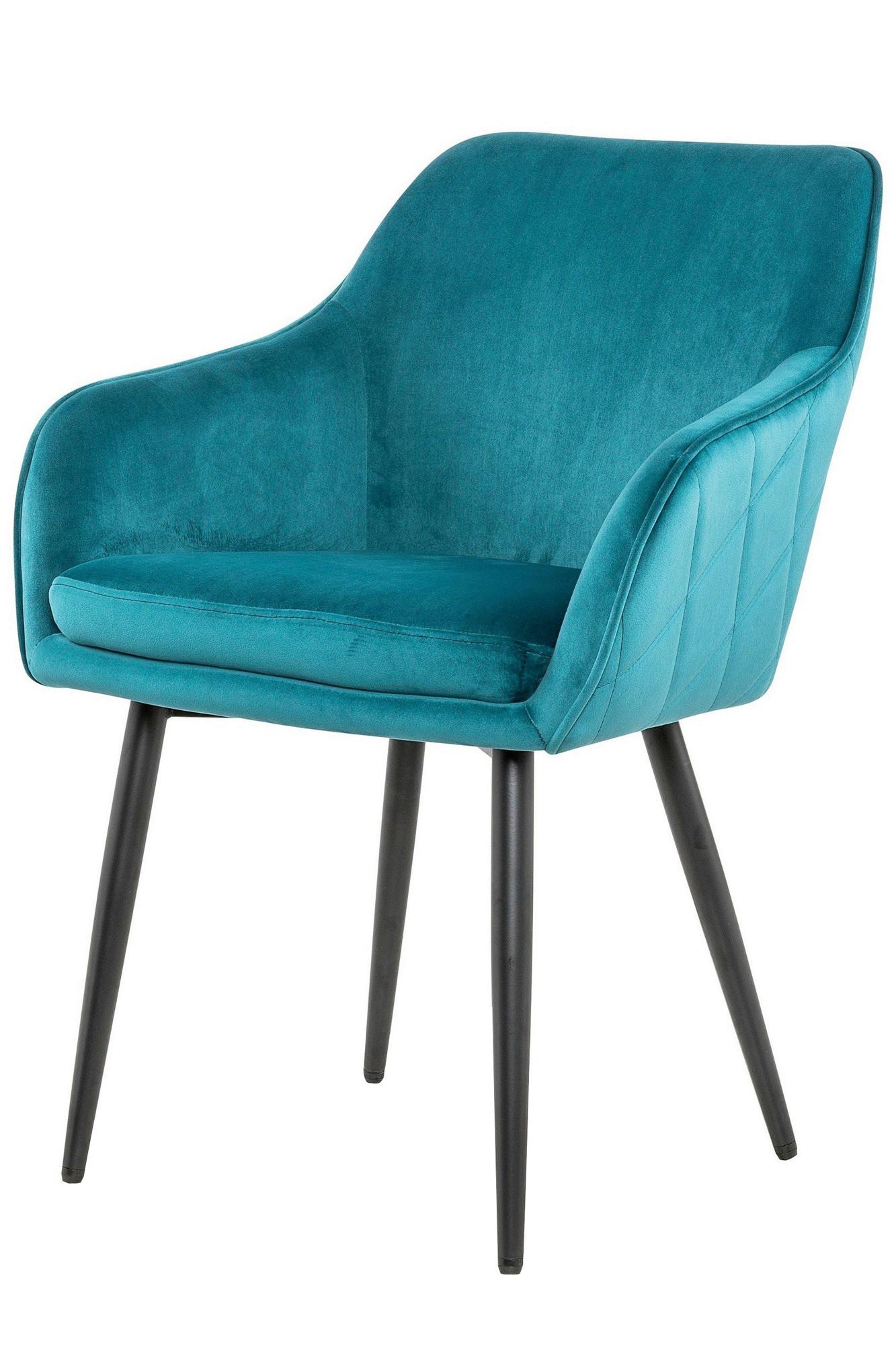 Naslanjač Samt, Turkizna - turkizna/črna, Moderno, kovina/tekstil (61/85/60cm) - Livetastic