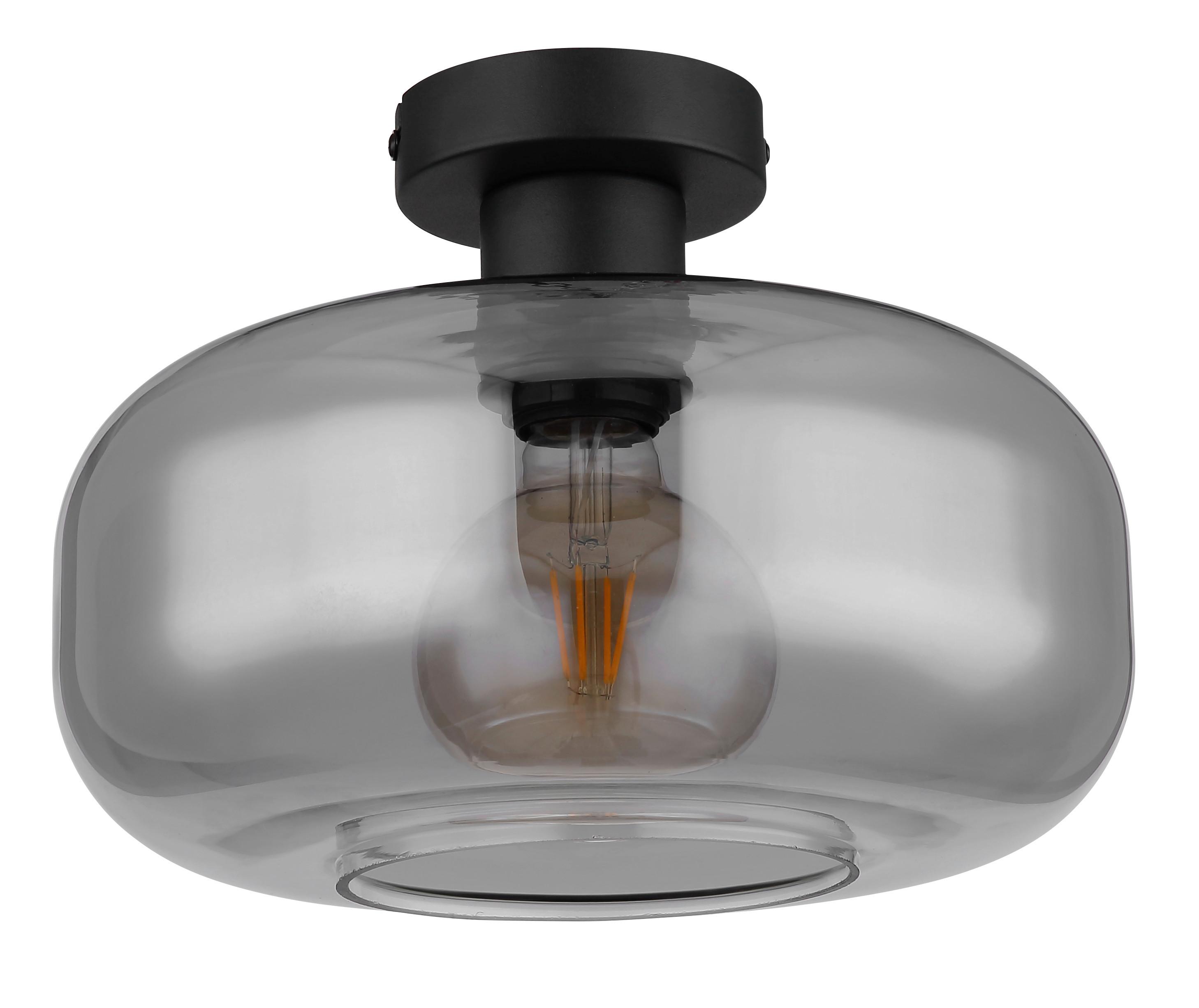 Deckenleuchte Giuseppe in Schwarz max. 40 Watt - Schwarz, Design, Glas/Metall (28/20,5cm) - Globo