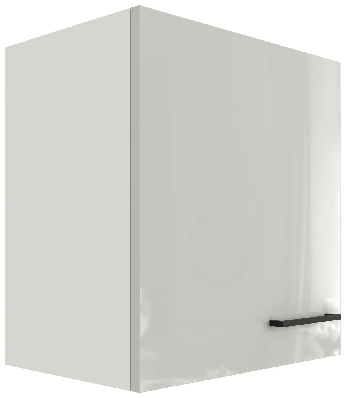 Küchenoberschrank in Lichtgrau glänzend - Schwarz/Grau, MODERN, Holzwerkstoff/Metall (50/54/32cm) - FlexWell