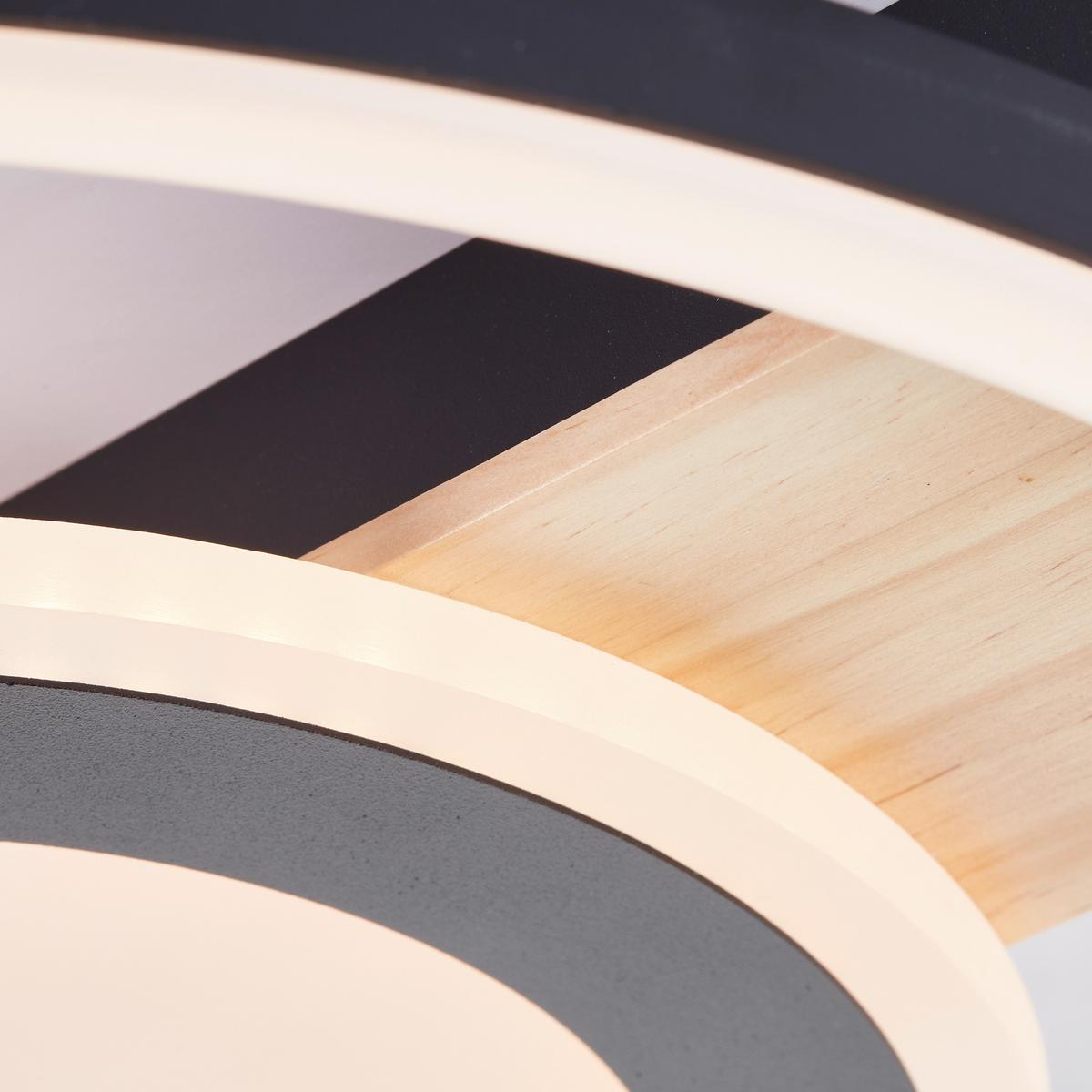 LED-Deckenleuchte Maureen Schwarz/Hellbraun max. 22 Watt - Hellbraun/Schwarz, Design, Holz/Kunststoff (5/39/37cm) - Brilliant