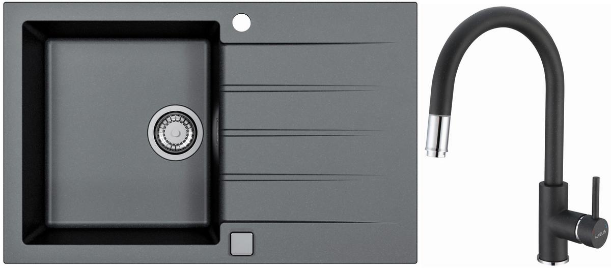 Set Sudopera I Slavine Cadit 20 + Delos-P - crna, Konvencionalno, kamen (79/50cm)