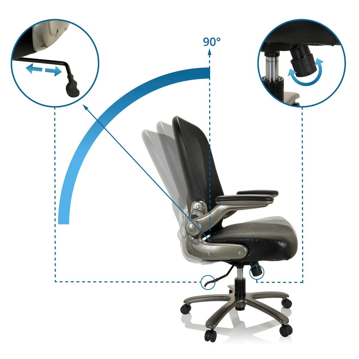 Pisarniški Stol Instructor T, Črna - srebrne barve/črna, Basics, kovina/umetna masa (75/122/68cm) - MID.YOU