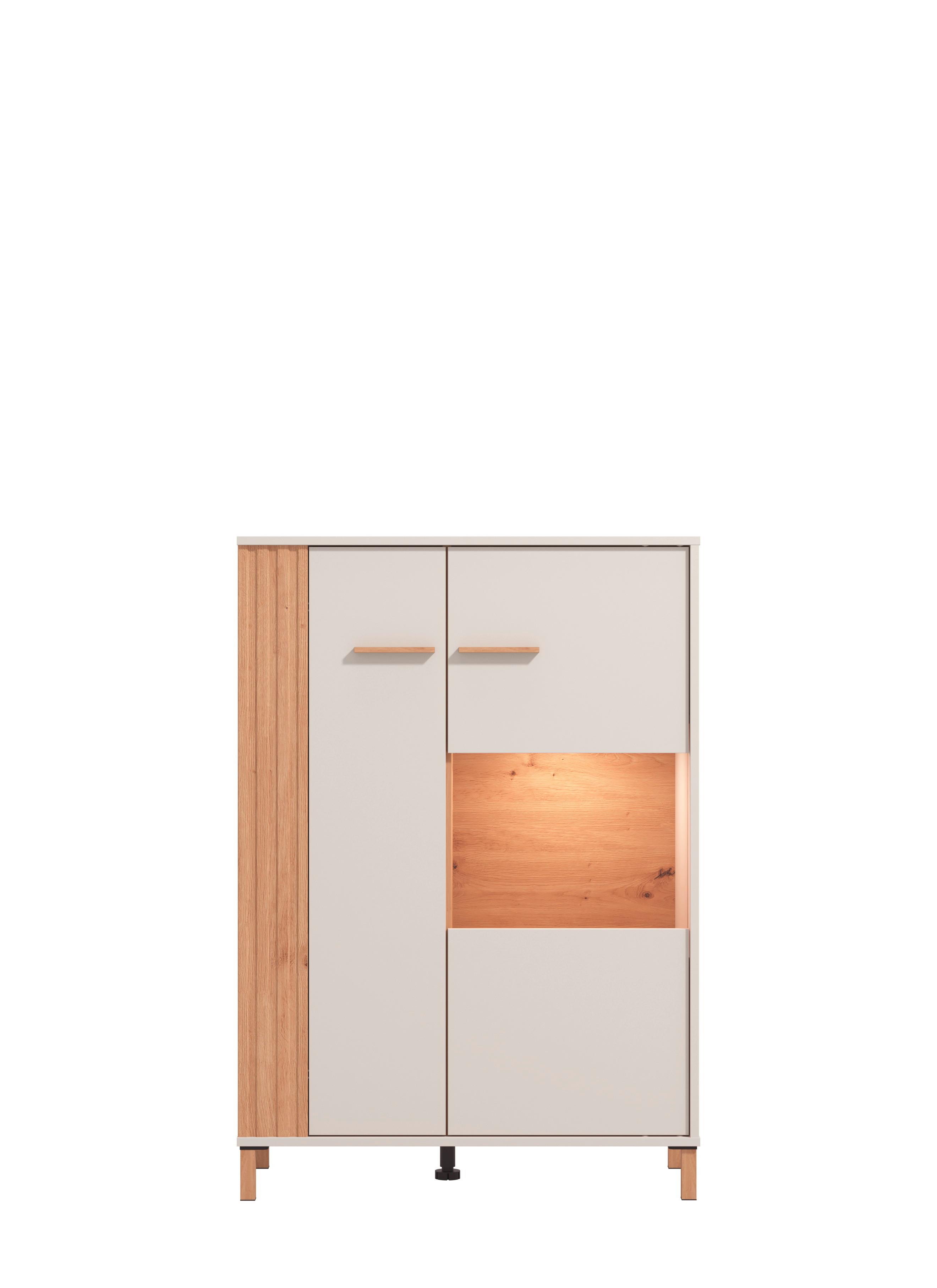 Vitrin Belfort - tölgyfa, Modern, faalapú anyag (85/122/40cm)