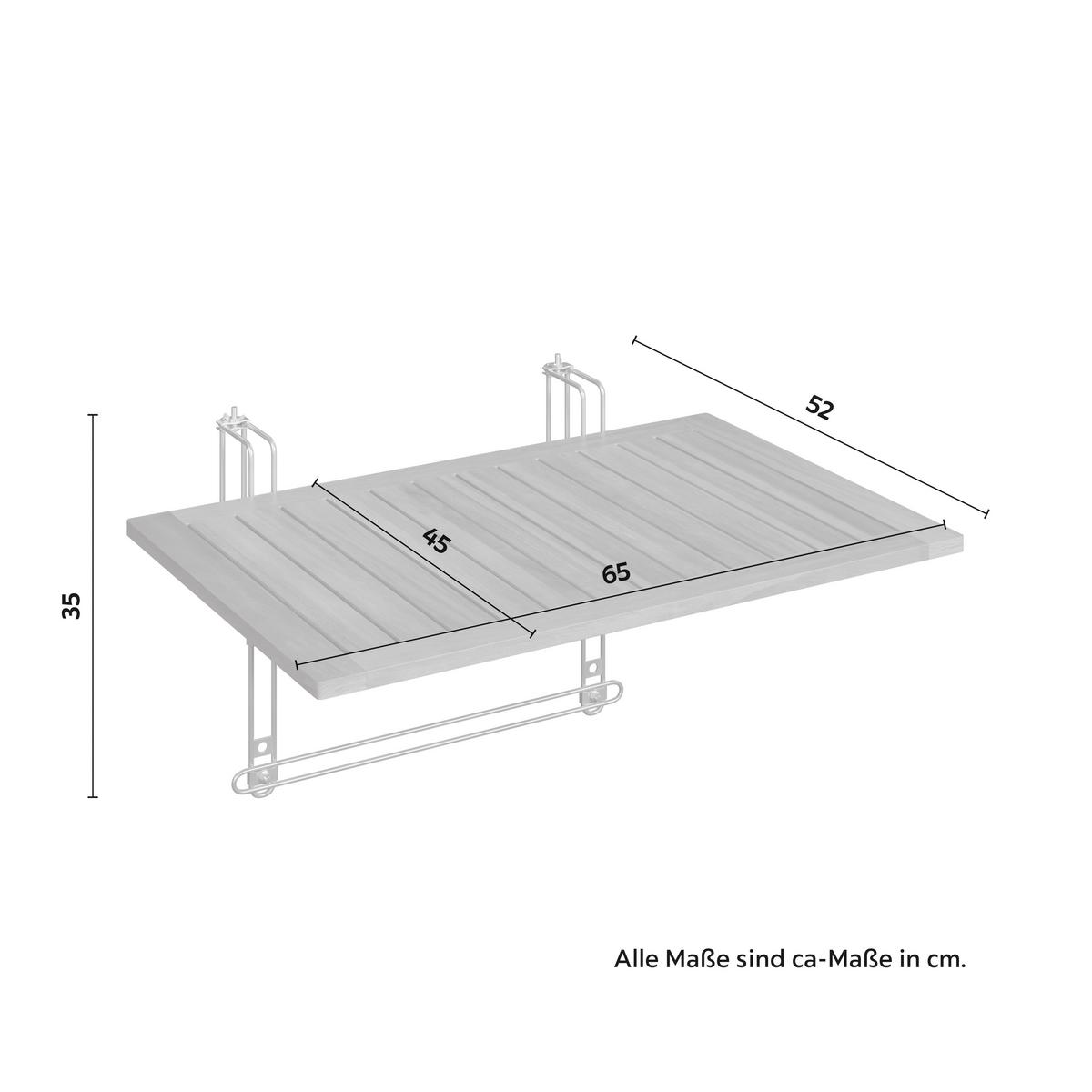 Balkontisch Helena Akazie/ Metall ca. 65x35x45 cm - Silberfarben/Akaziefarben, MODERN, Holz/Metall (65/38/45cm) - Bessagi Garden
