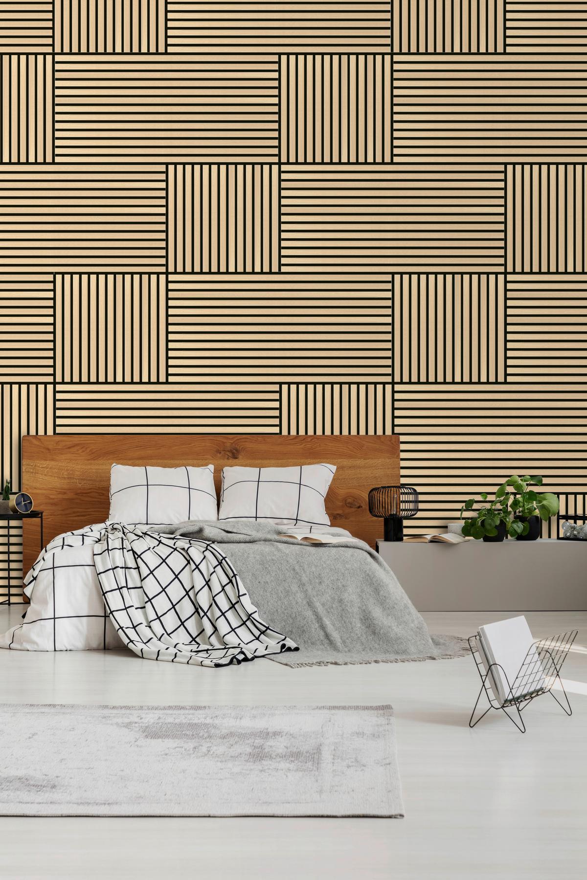 PANEL AKUSTYCZNY 11000B - kolor dębowy, Modern, materiał drewnopochodny (52/104cm)