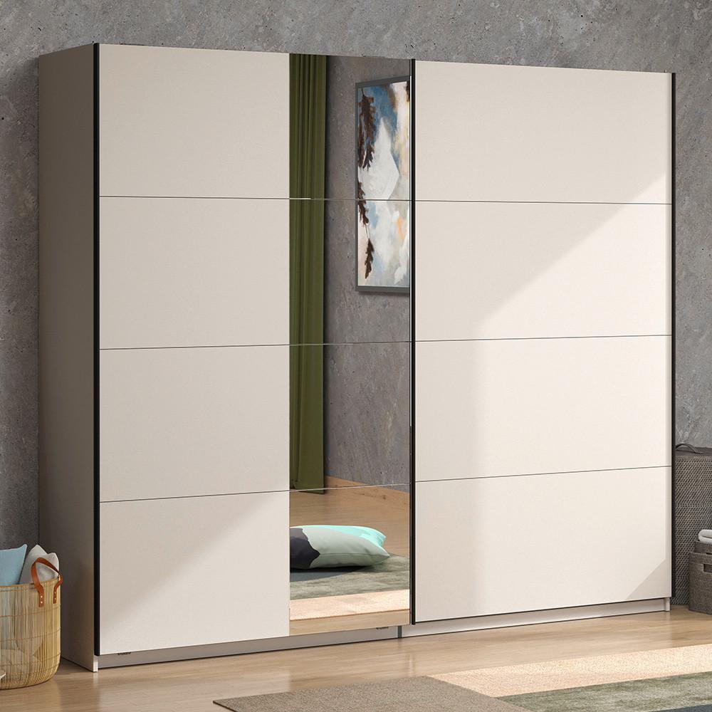 GARDEROB MED SKJUTDÖRRAR GARD 245 -TOP- - svart/kashmir, Klassisk, metall/trämaterial (245/217,5/61cm) - Mömax
