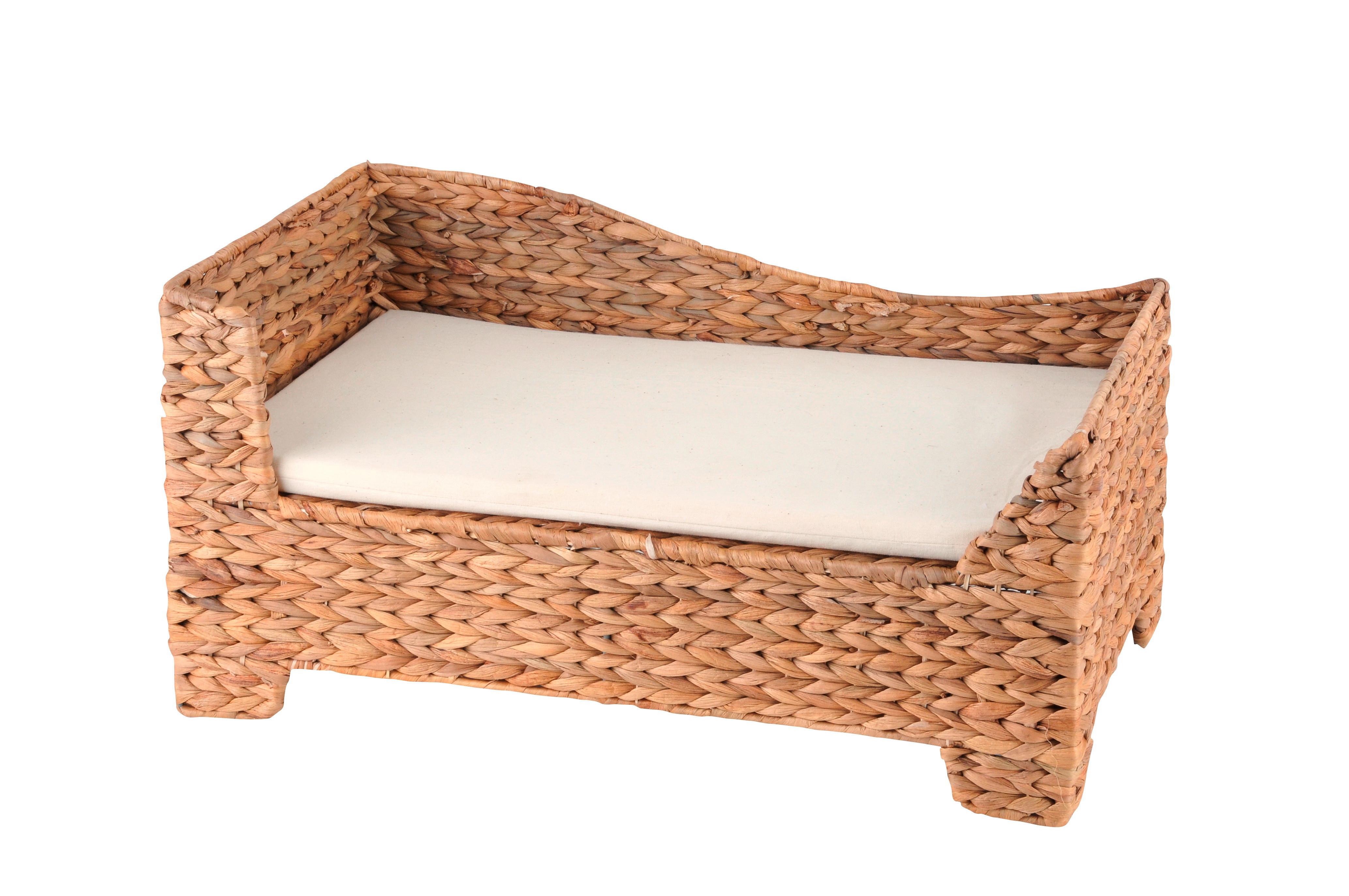 Hundesofa Ottomane, ca. 52x33x27cm - Hellbraun, KONVENTIONELL, Holz/Textil (52/33/27cm)