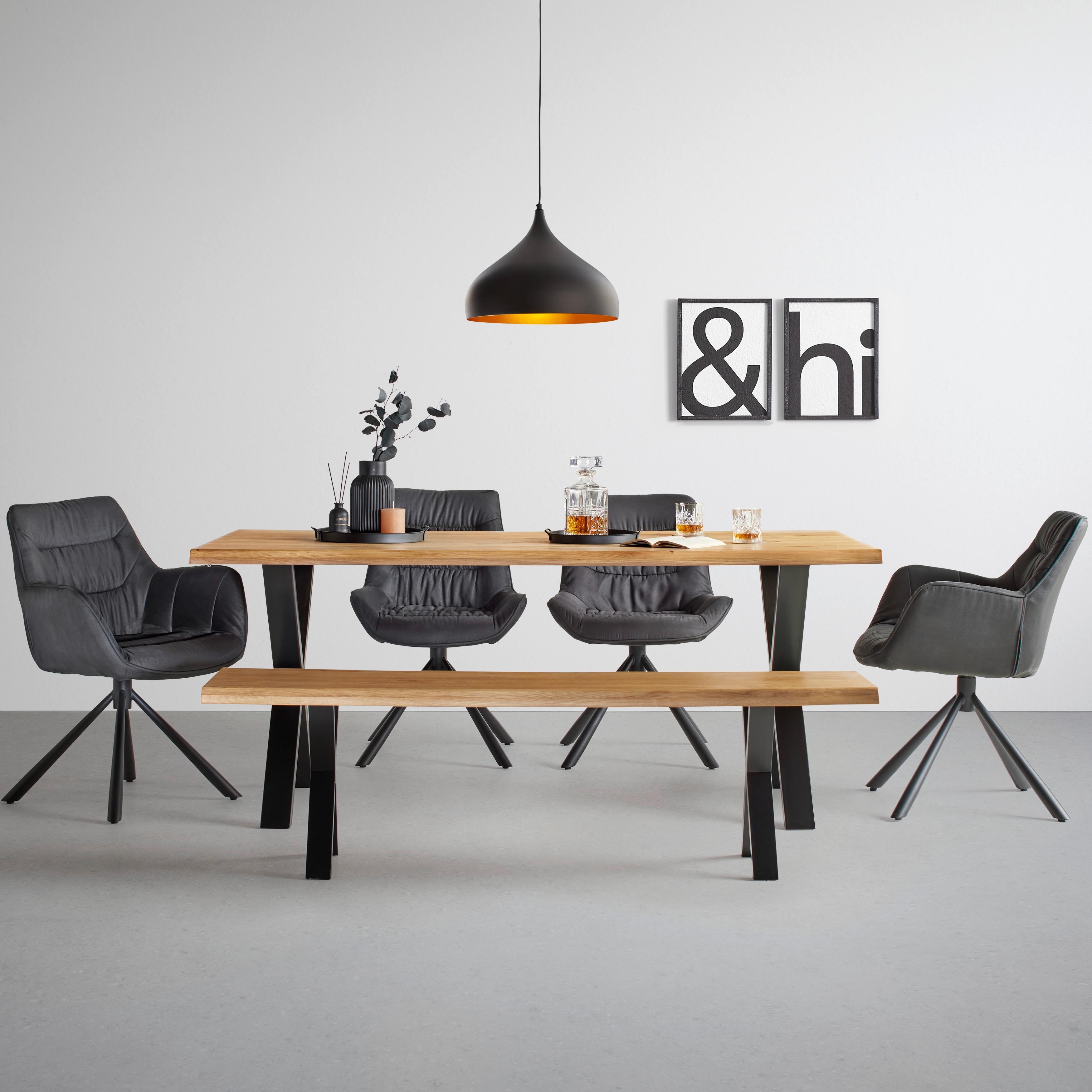 MATBORD OAK - vildek/svart, Natur, metall/trä (180/90/75cm) - Zandiara