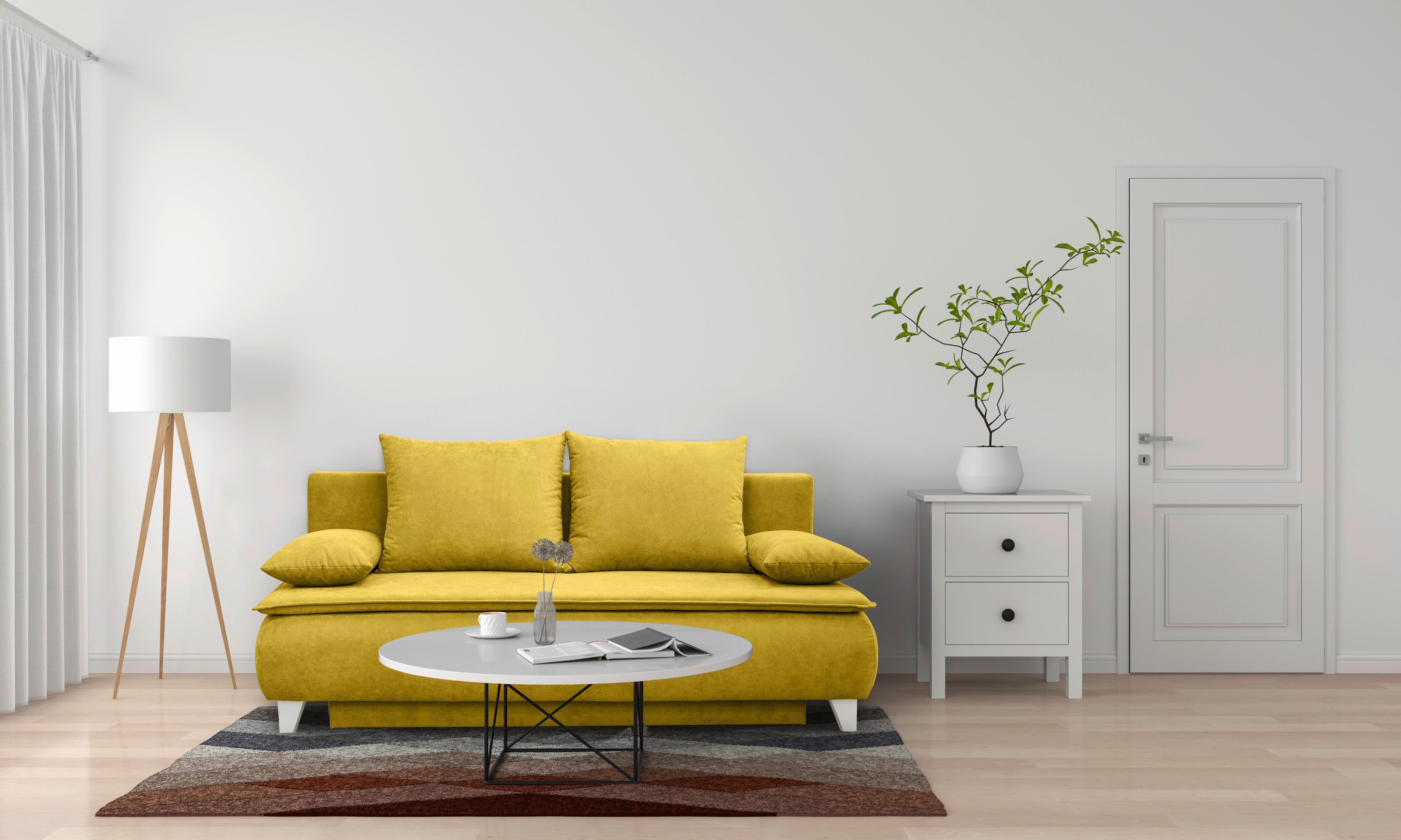Canapea extensibilă MONA - galben, Modern, textil (208/100/106cm) - Modern Living