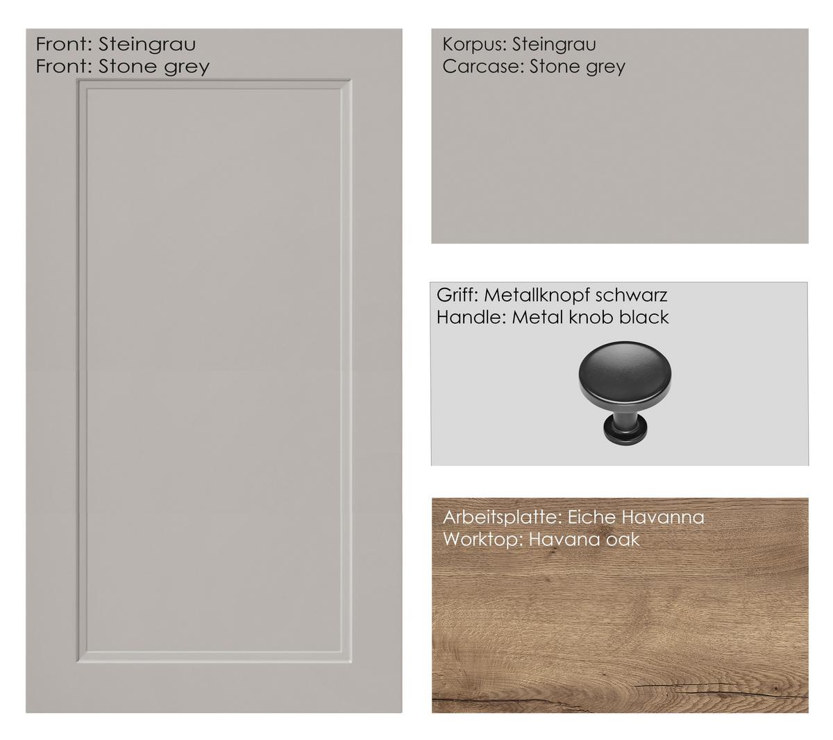 Küchenblock Cascada High m. Geräten Grau - Eiche dunkel/Schwarz, MODERN, Holzwerkstoff/Metall (240cm) - Nobilia