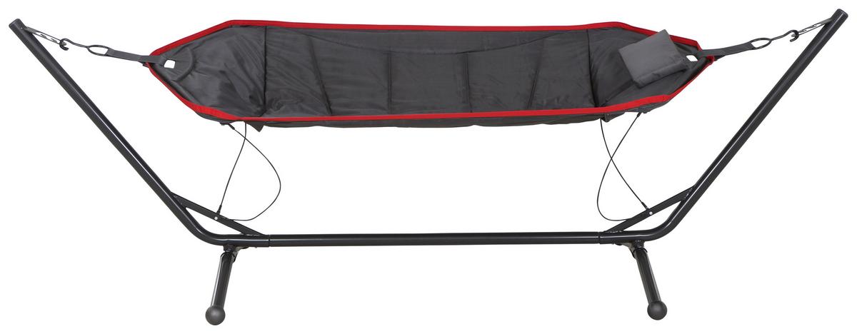 Hängematte Bahia ca. 105x305 cm Grau/Rot - Dunkelgrau/Rot, KONVENTIONELL, Textil/Metall (105/104/305cm) - Siena Garden